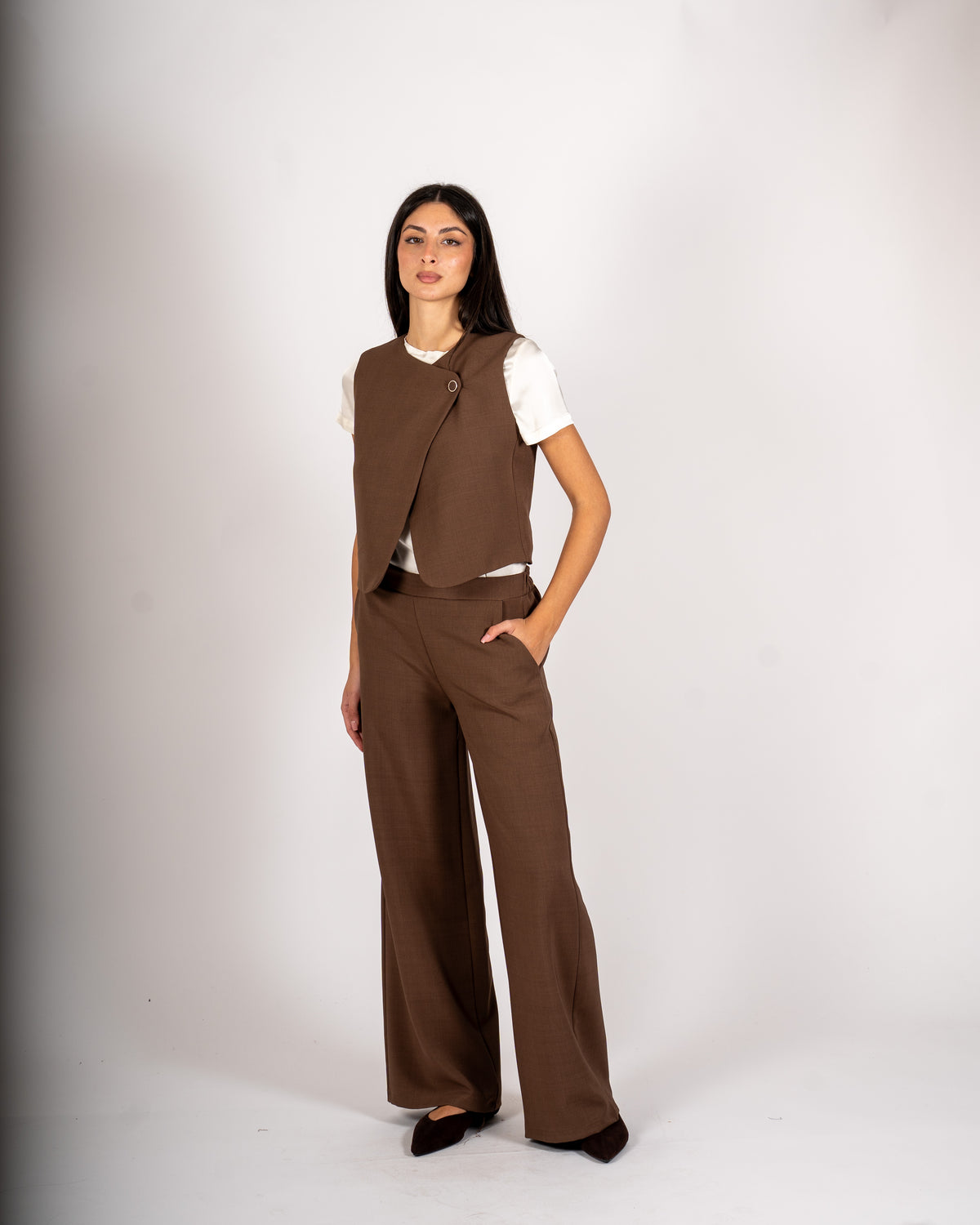 Gilet kimono cropped in frescolana - Balogan