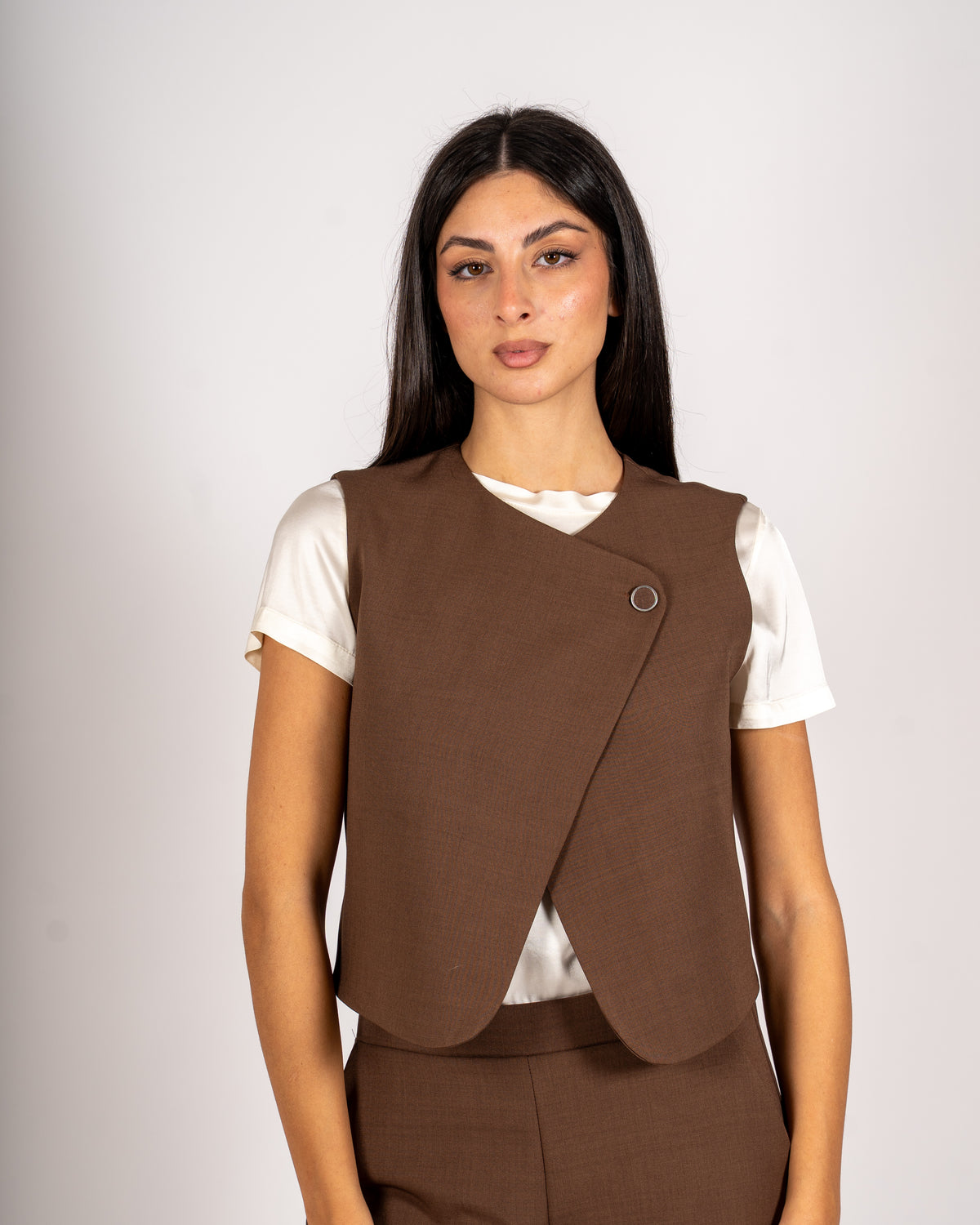 Gilet kimono cropped in frescolana - Balogan