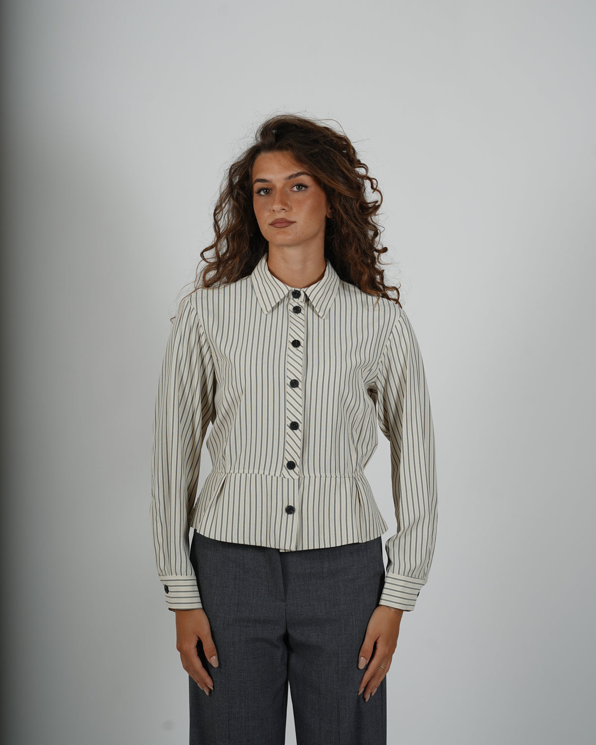 Camicia rigata con peplum - Bugiarda
