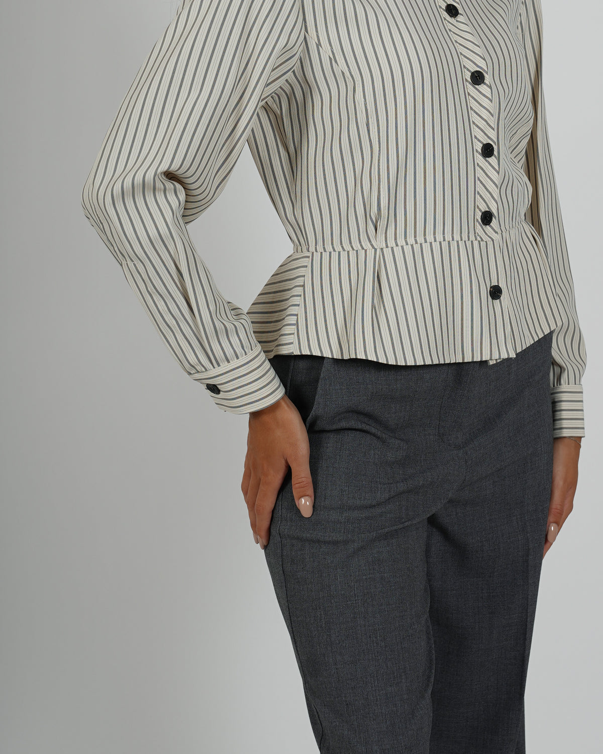 Camicia rigata con peplum - Bugiarda