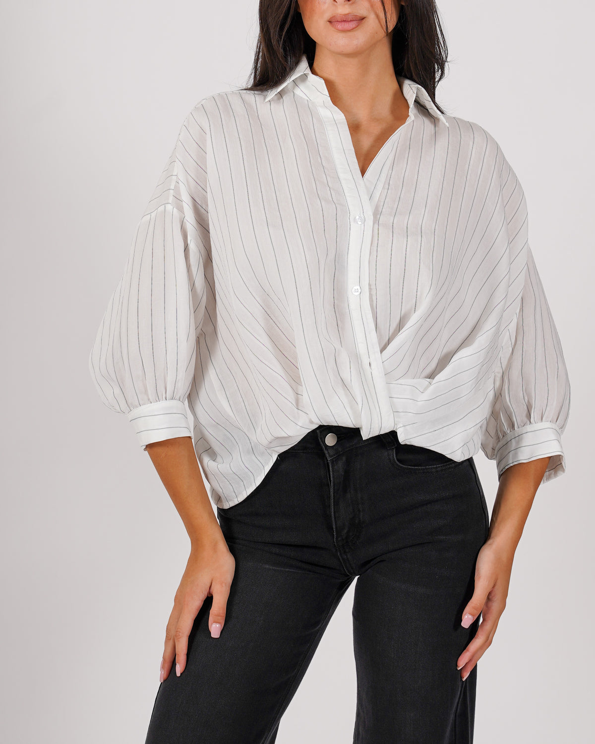 Camicia rigata con nodo - Colorata
