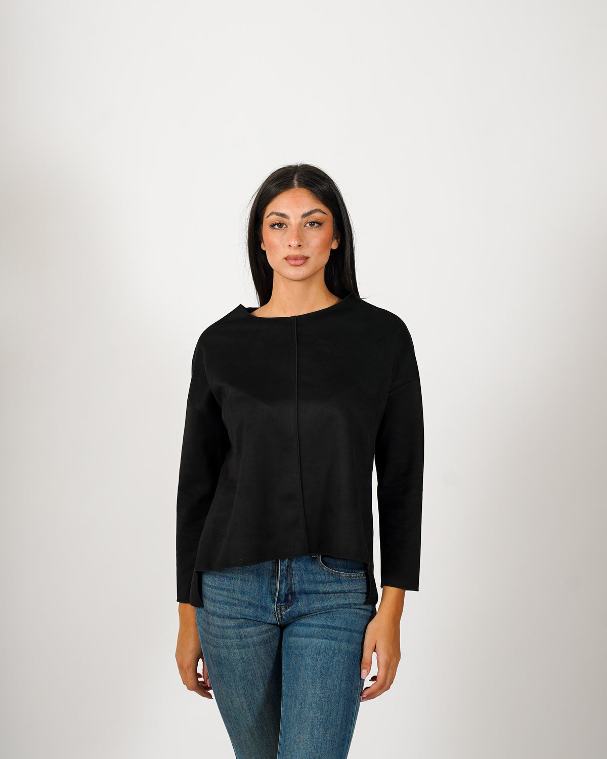 Felpa girocollo oversize effetto scamosciato - Seiana