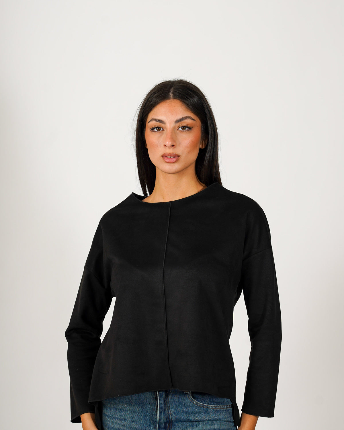 Felpa girocollo oversize effetto scamosciato - Seiana