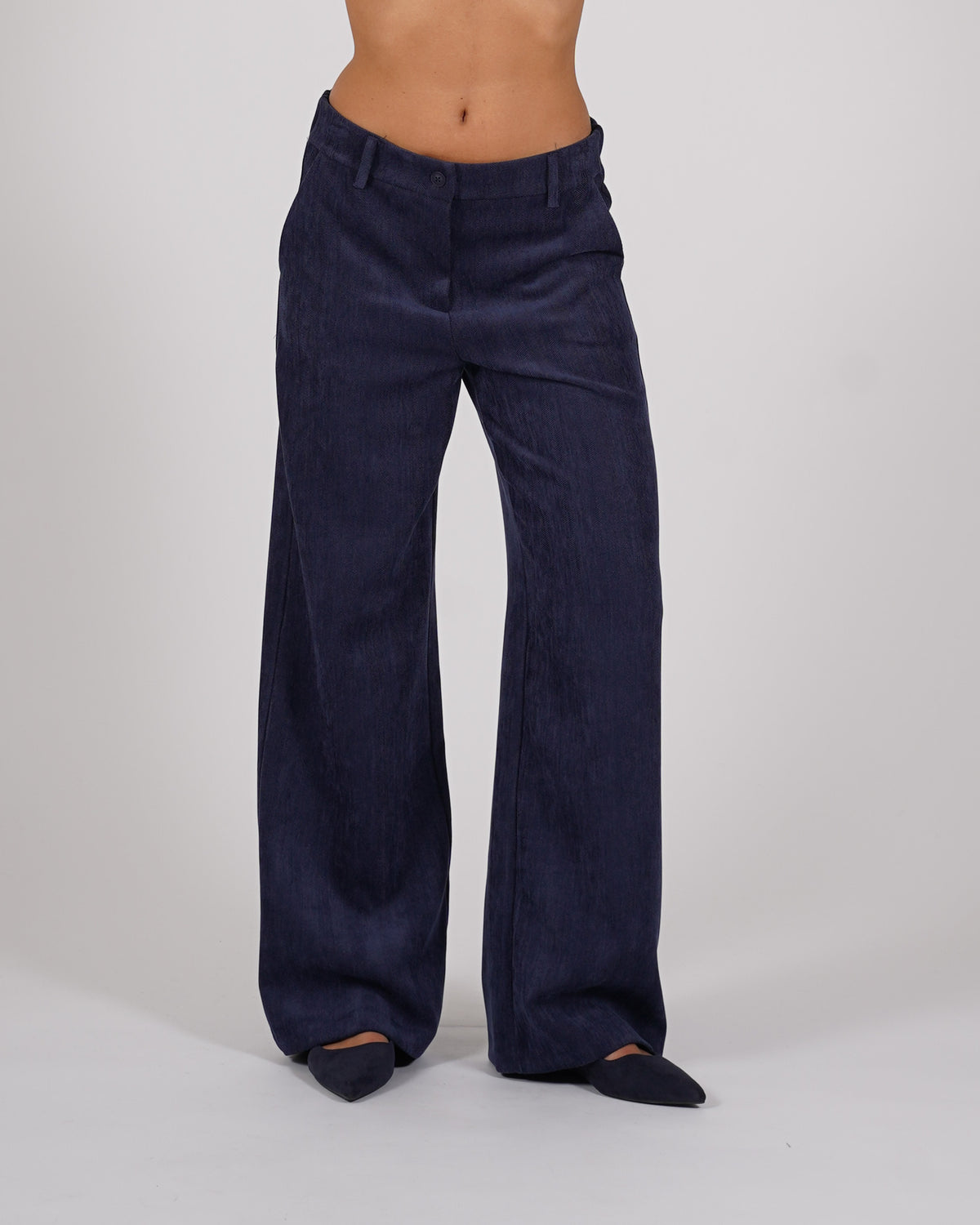 Pantaloni regular fit in mano velluo liscio - Abbazia