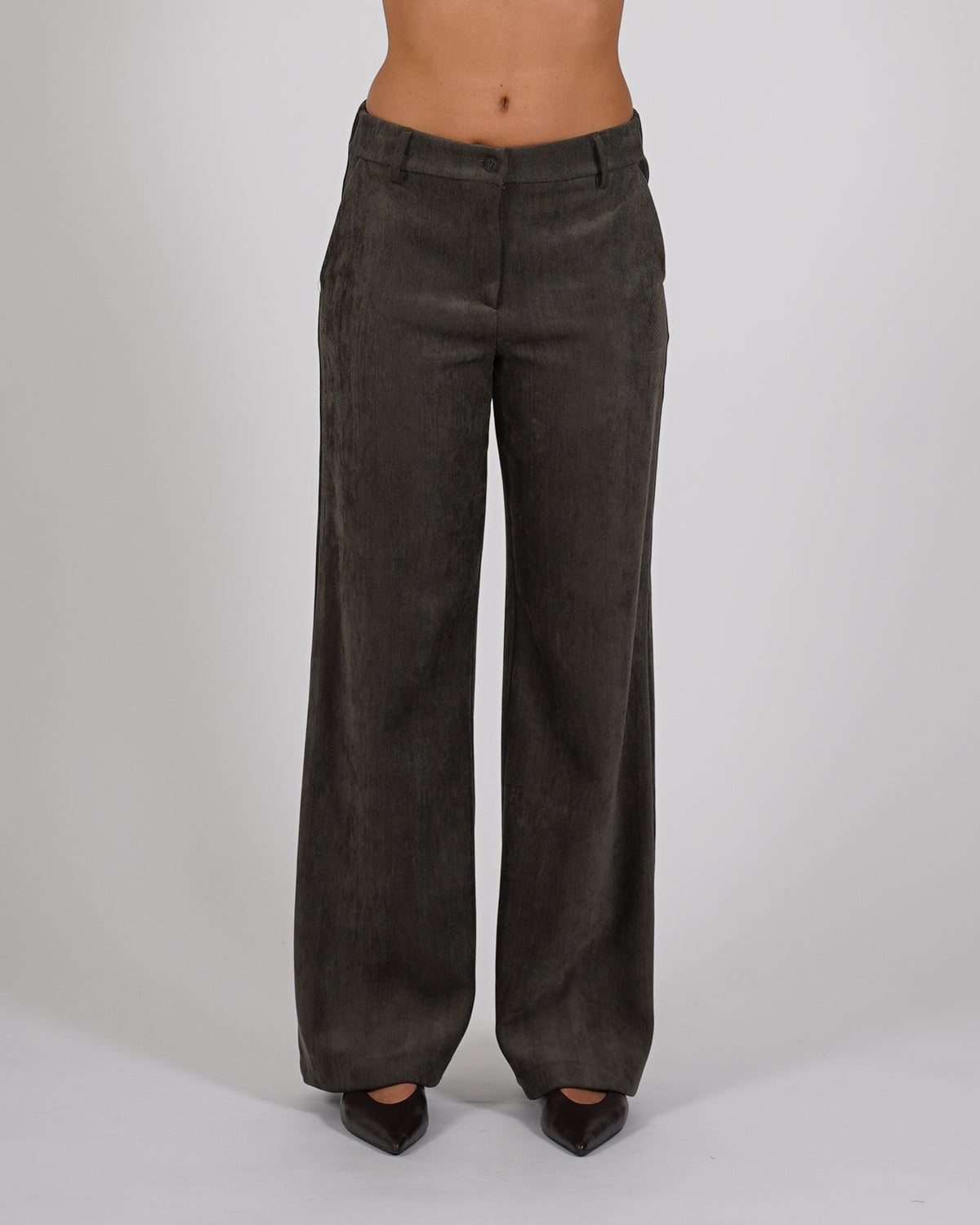 Pantaloni regular fit in mano velluo liscio - Abbazia