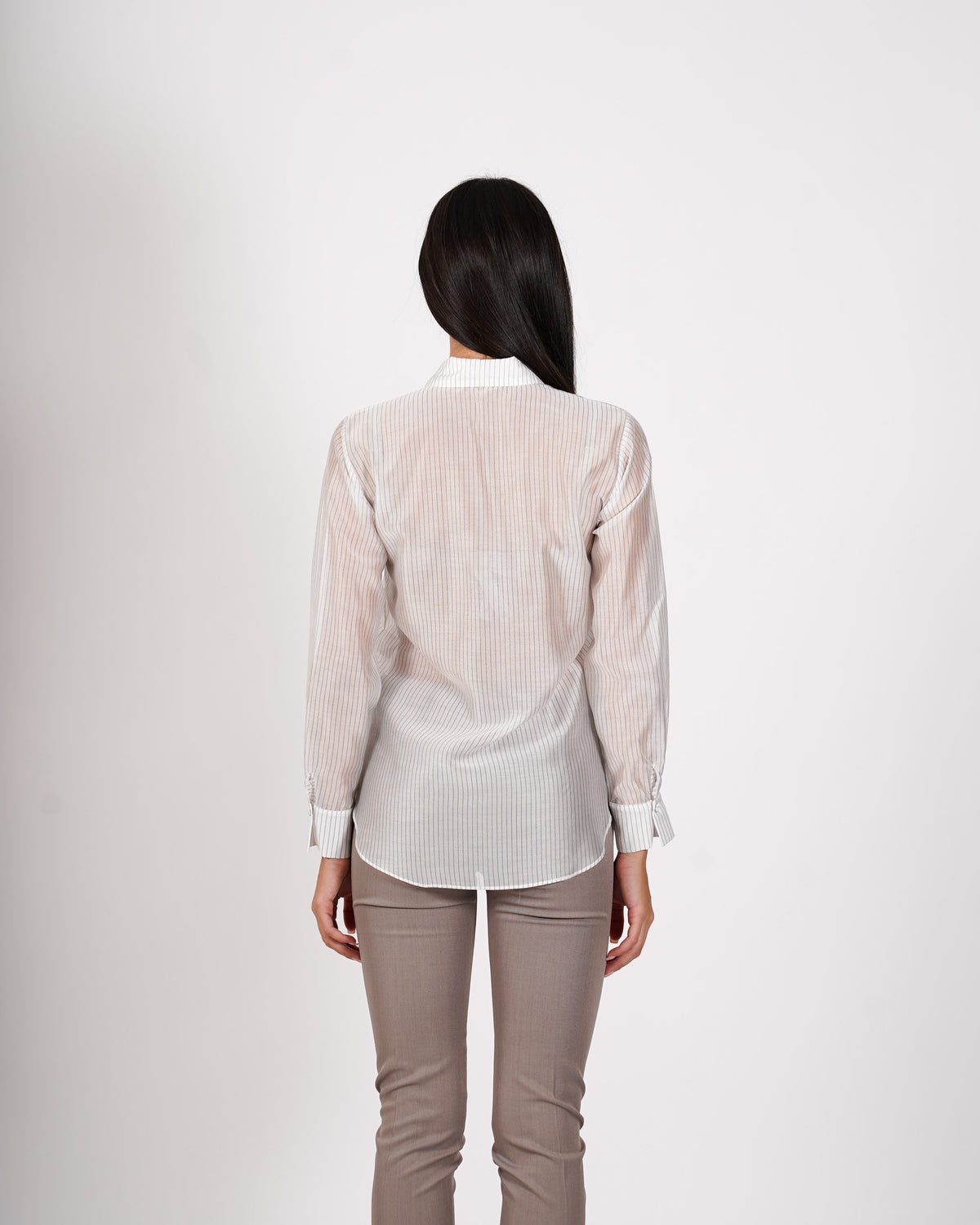 Camicia rigata con bottoni frontale - Ginnaria
