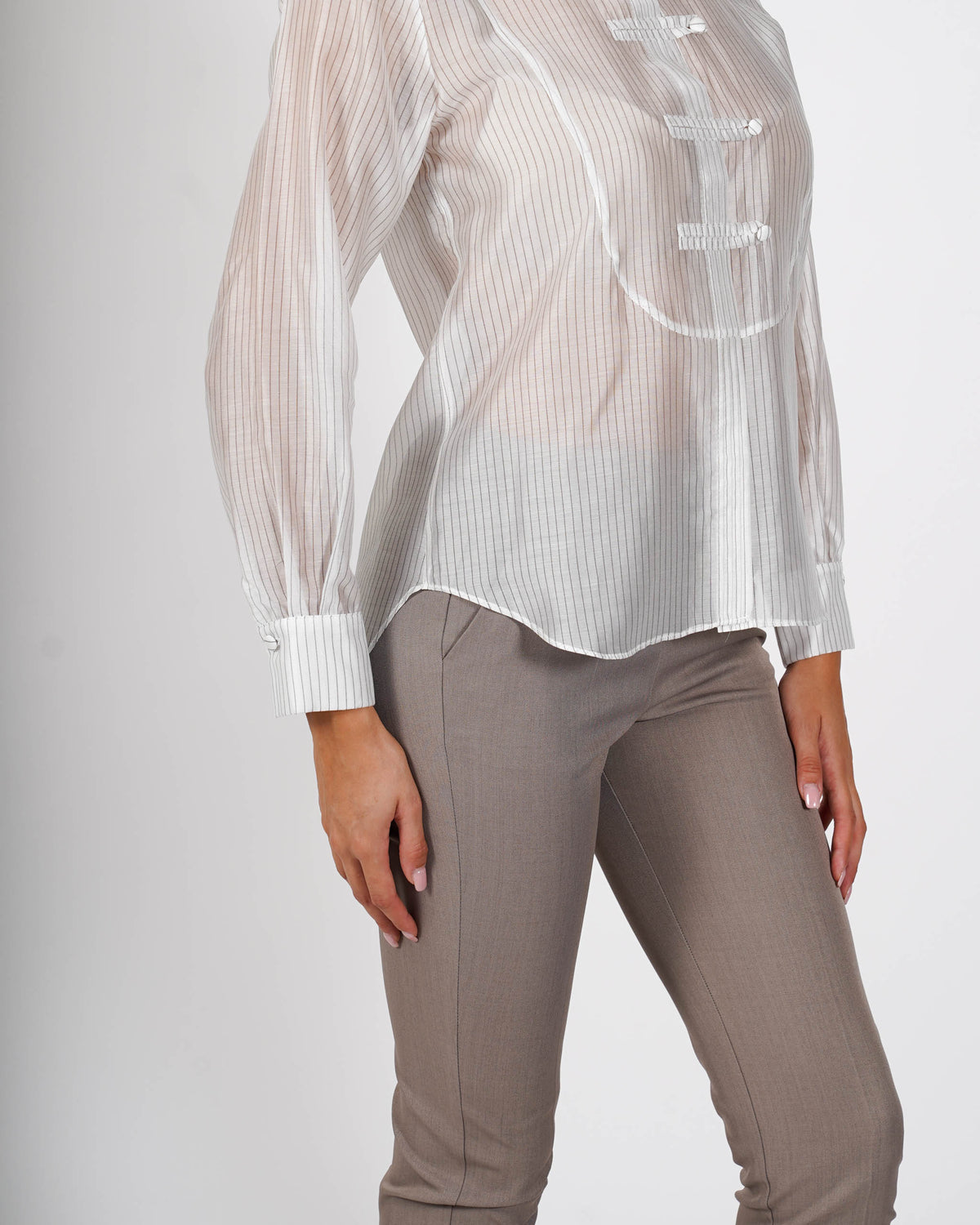 Camicia rigata con bottoni frontale - Ginnaria
