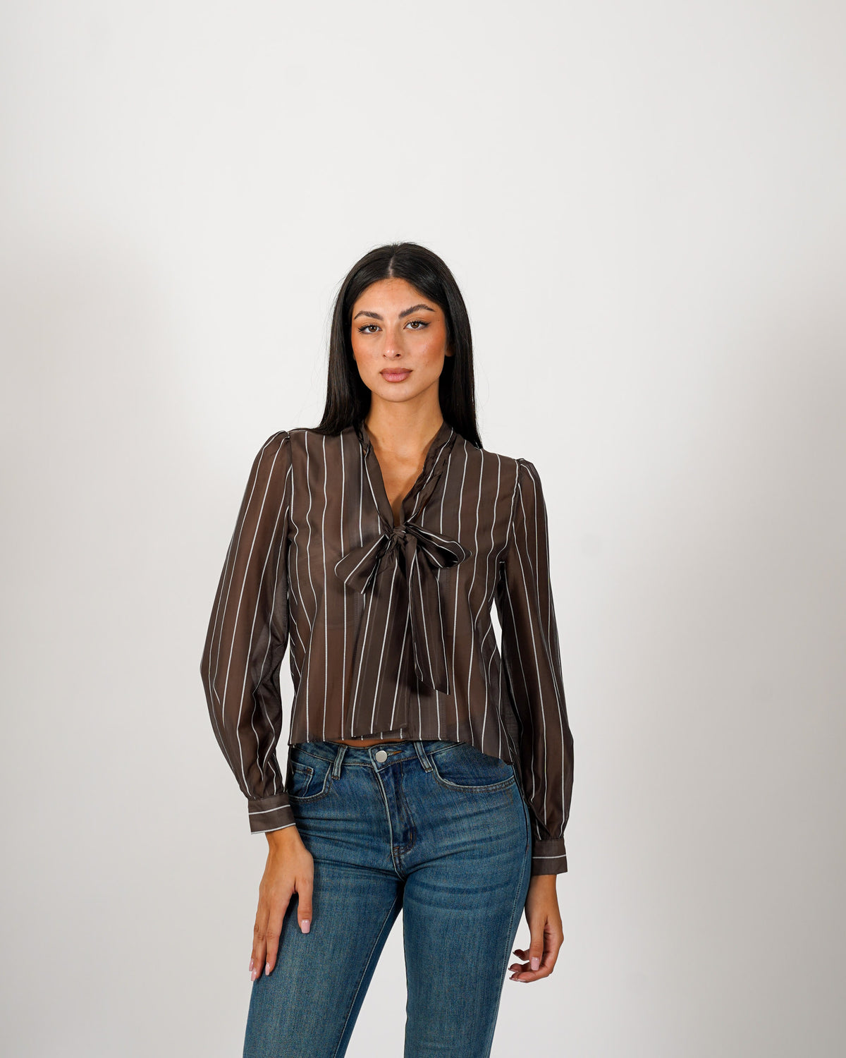 Camicia con fiocco rigata - Satirica