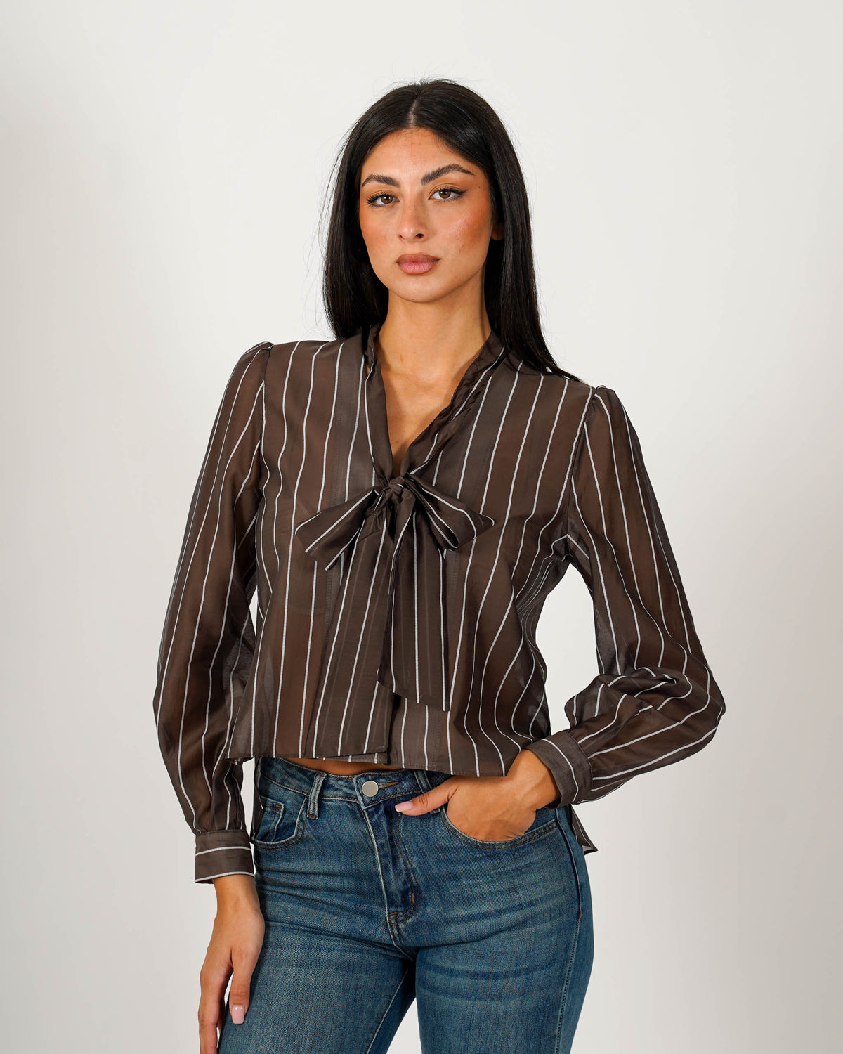 Camicia con fiocco rigata - Satirica