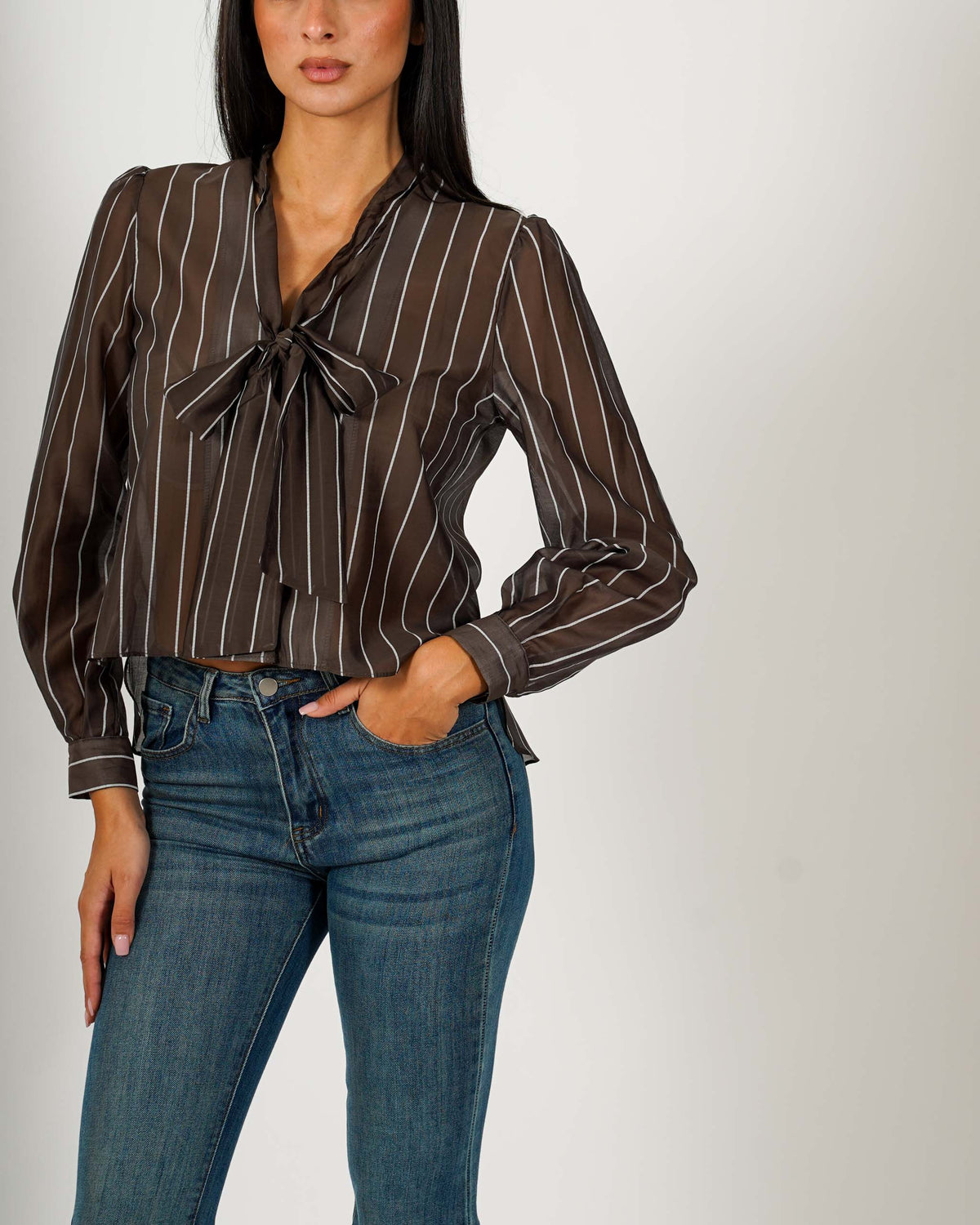 Camicia con fiocco rigata - Satirica