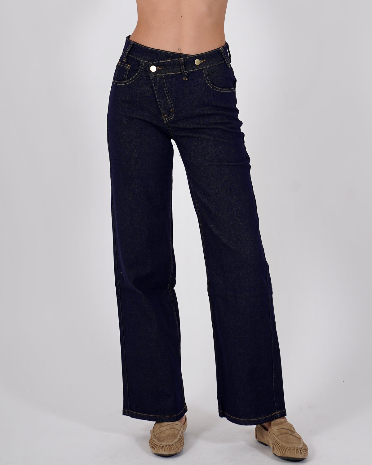 Jeans stretch vita regolare con chiusura trasversale - Agata