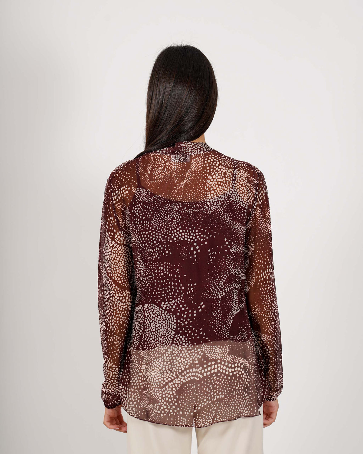 Blusa scollo a V in chiffon di seta - Neon