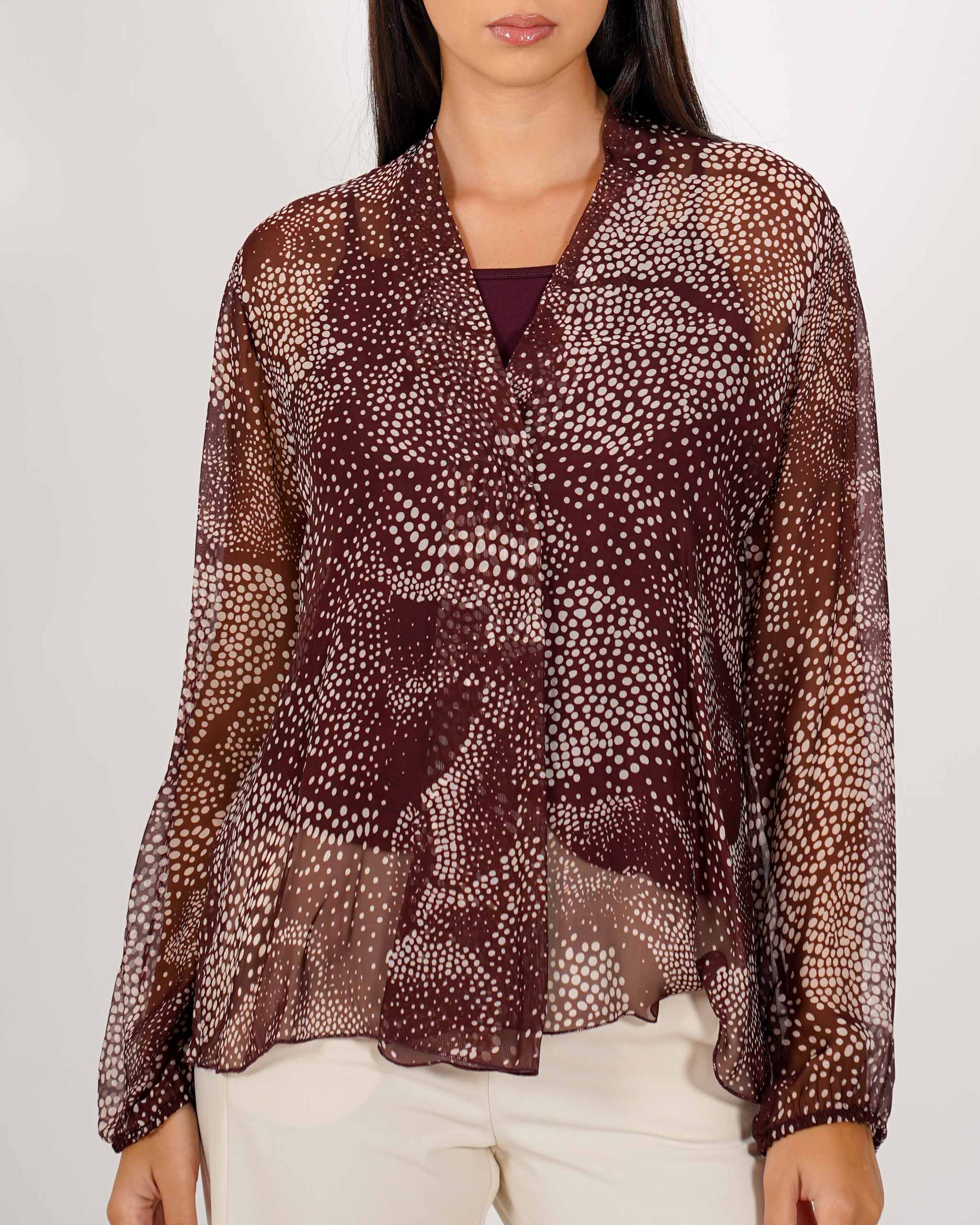 Blusa scollo a V in chiffon di seta - Neon