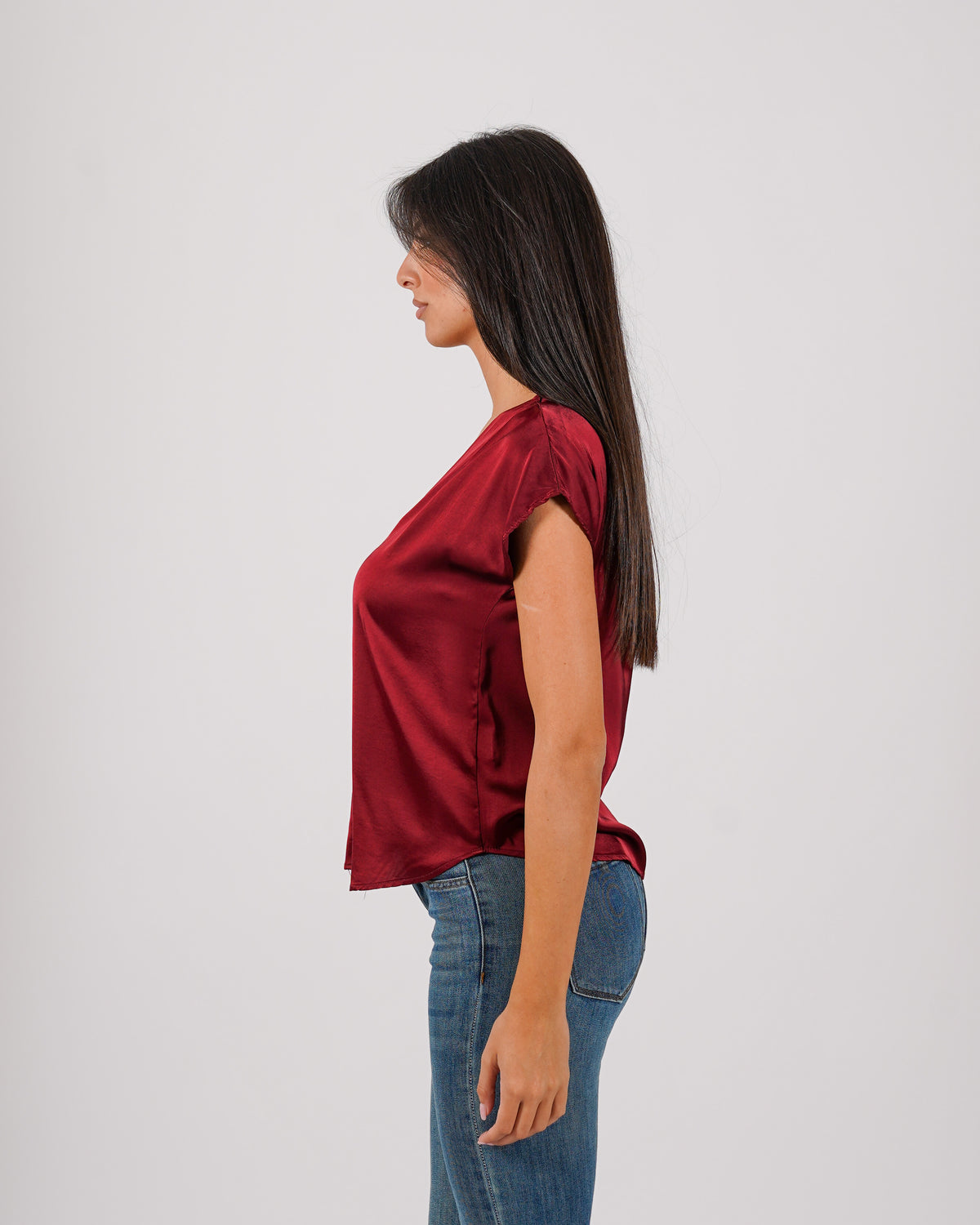 Blusa scollo a v in mano raso - Lubiana