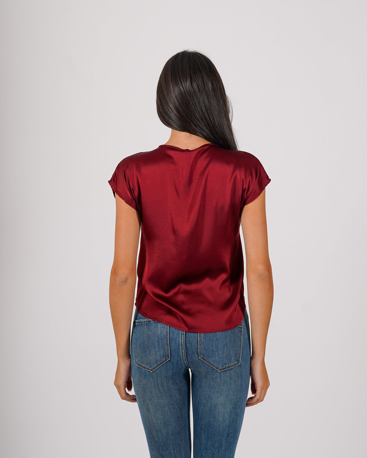 Blusa scollo a v in mano raso - Lubiana