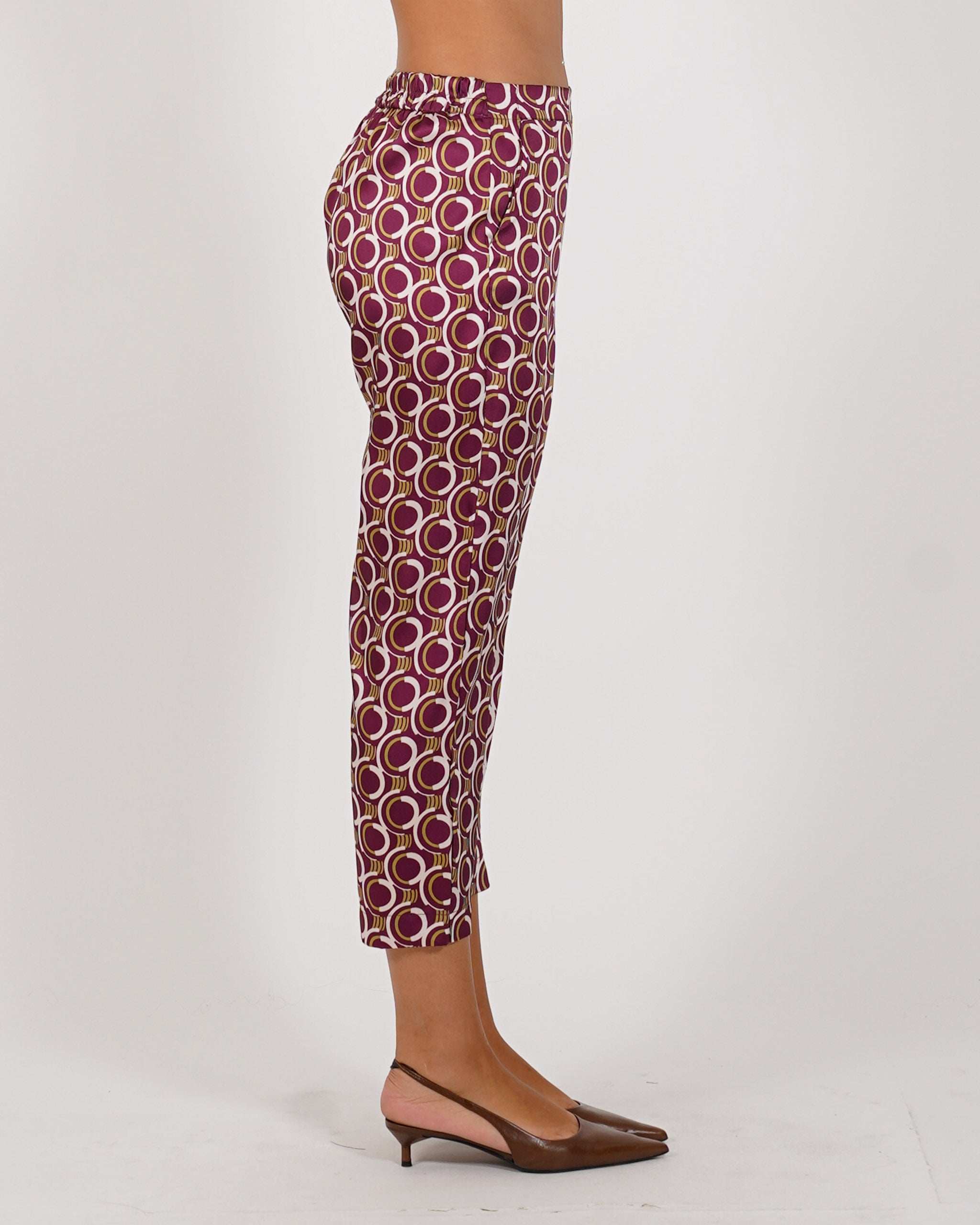 Pantaloni slim fit con elastico in tessuto fluido - Arabia