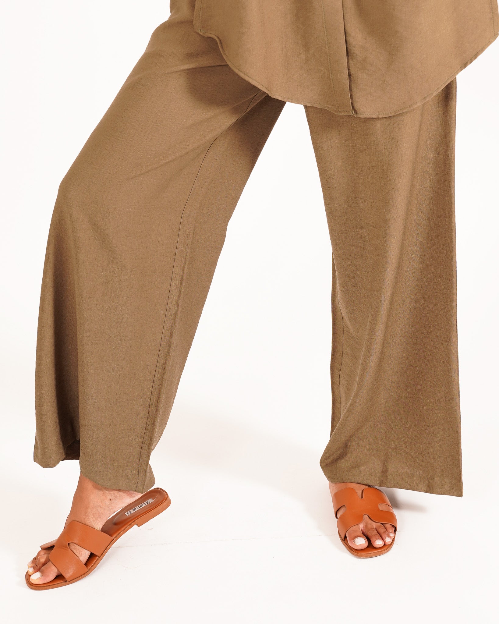 Coordinato camicia over con spacchi laterali e pantaloni fluidi - Masseria