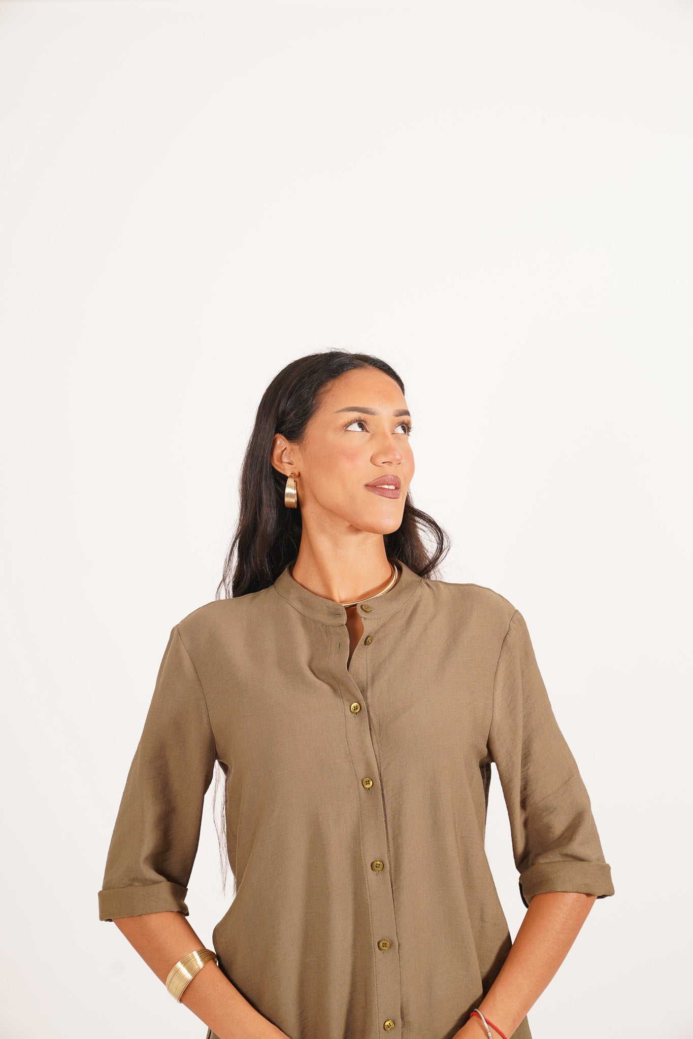 Coordinato camicia over con spacchi laterali e pantaloni fluidi - Masseria
