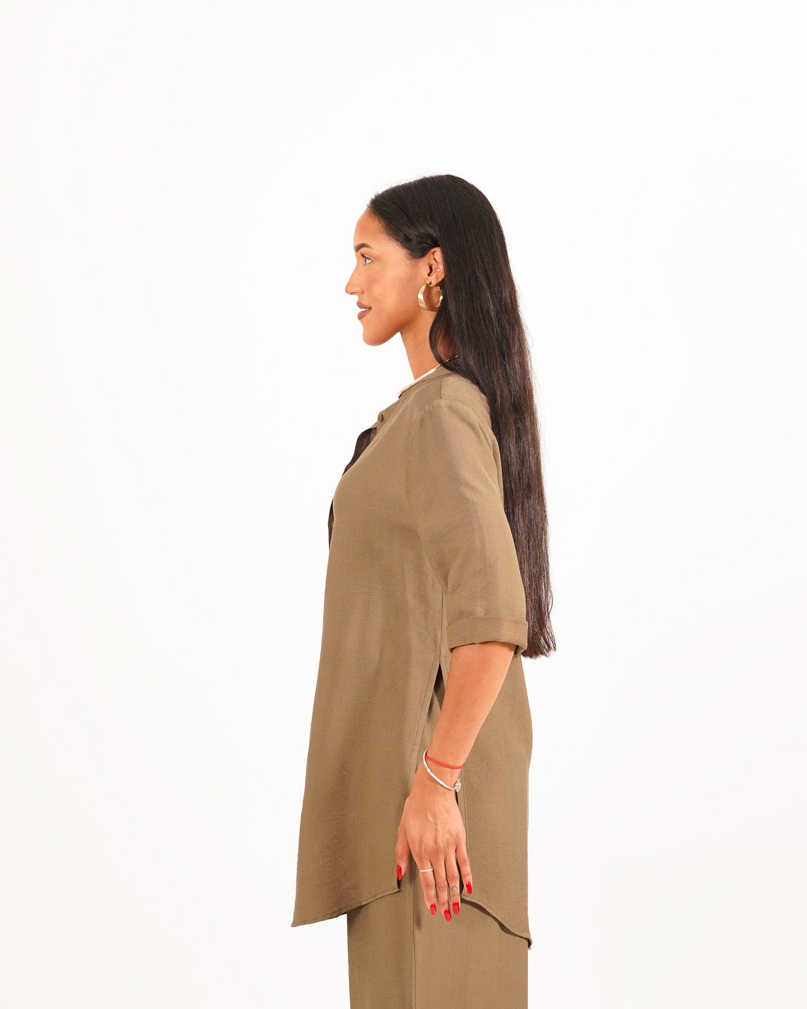 Coordinato camicia over con spacchi laterali e pantaloni fluidi - Masseria