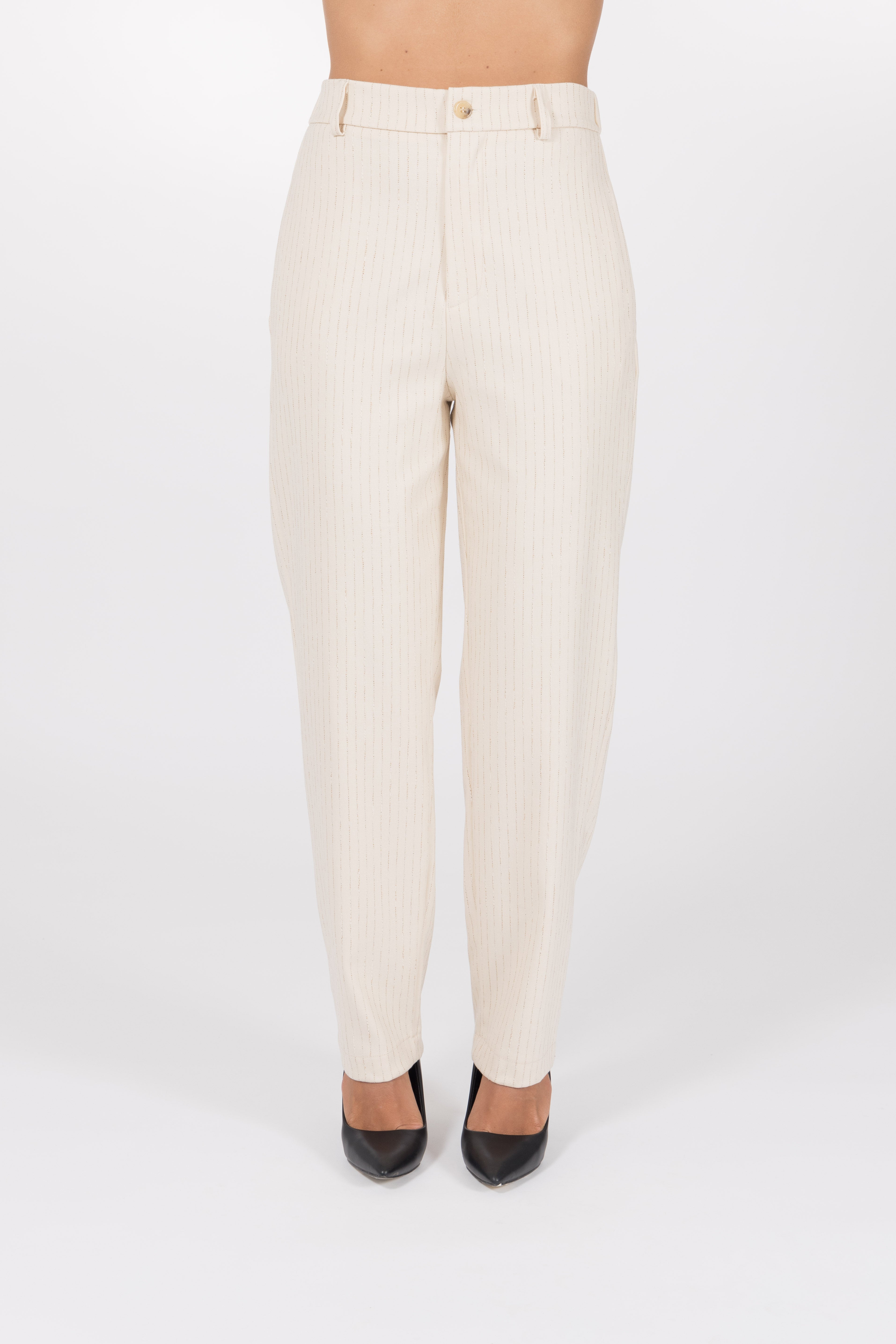 Pantaloni gessati con tasche a filo passanti e taschino sul retro - Sportello - Hope Fashion