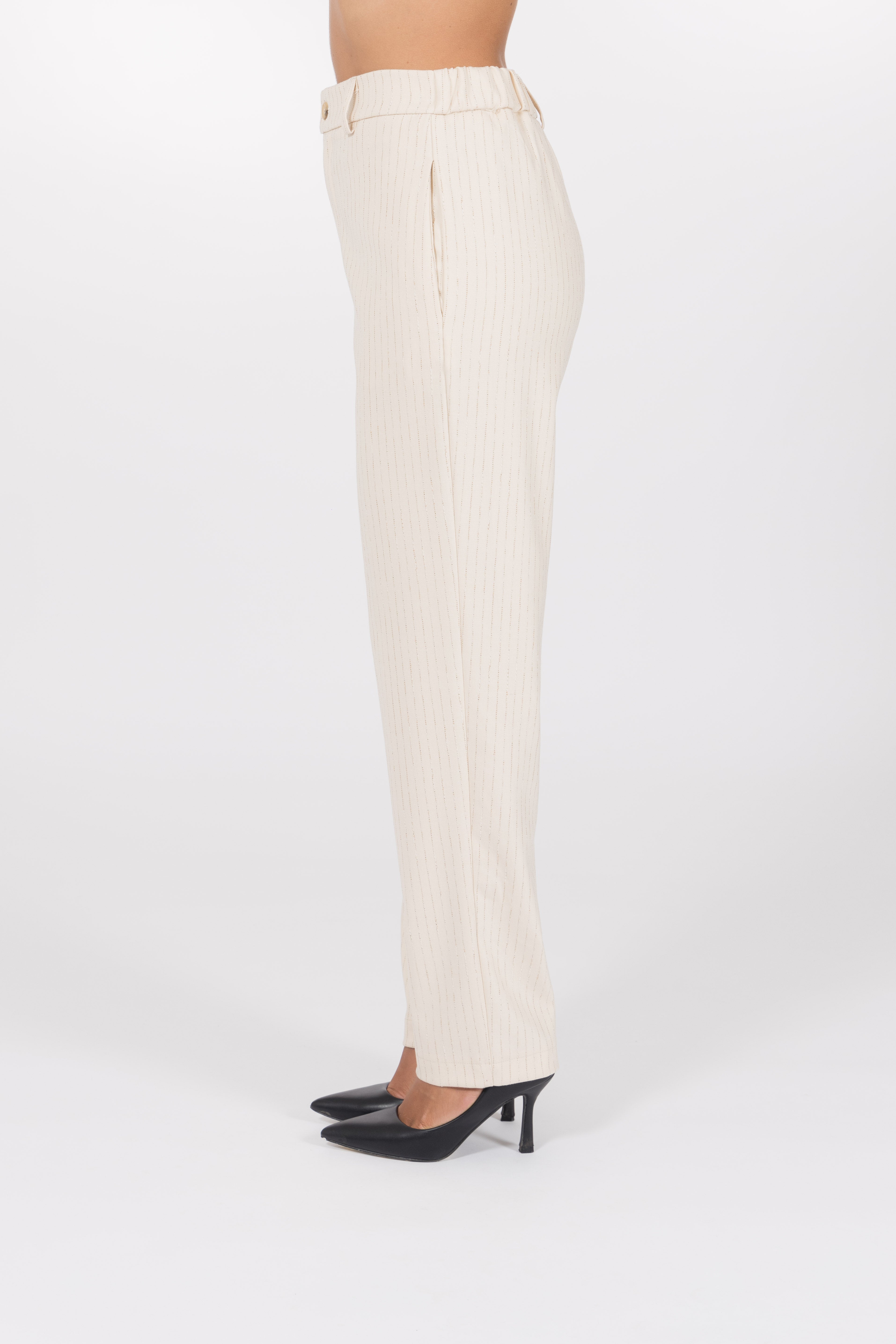 Pantaloni gessati con tasche a filo passanti e taschino sul retro - Sportello - Hope Fashion