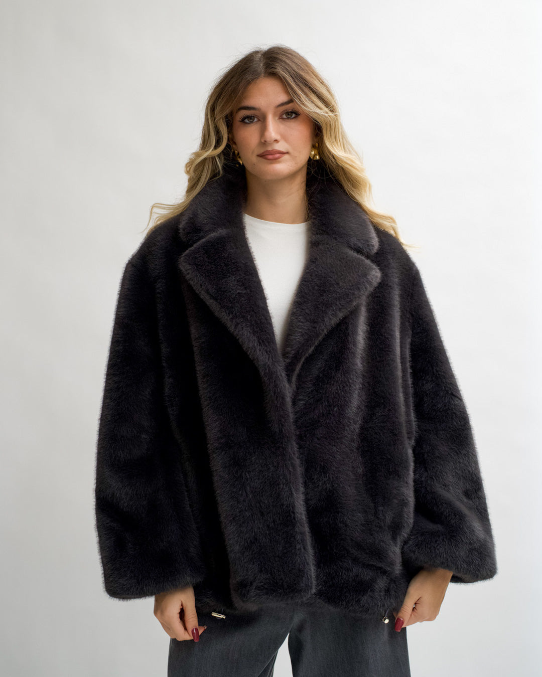 Giacca in eco fur con collo sciallato - Pantano Uncategorized - Hope Abbigliamento e Accessori Donna Online