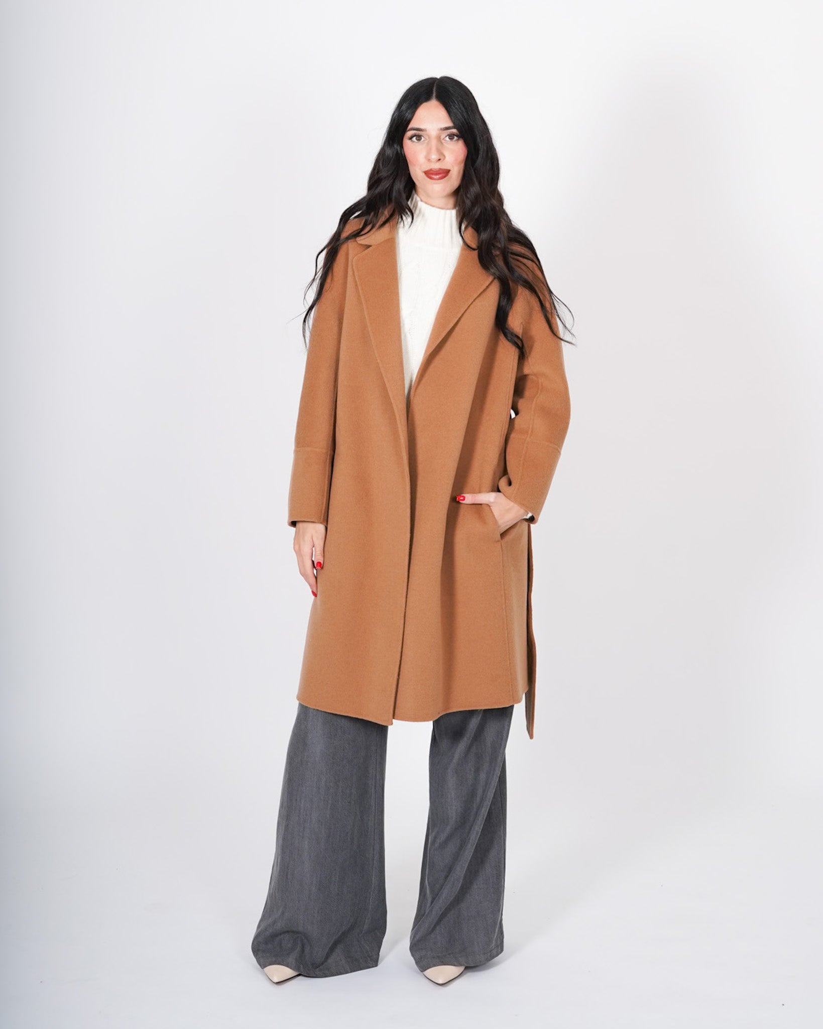 Cappotto con cintura removibile in tessuto double di lana - Coppola Uncategorized - Hope Abbigliamento e Accessori Donna Online