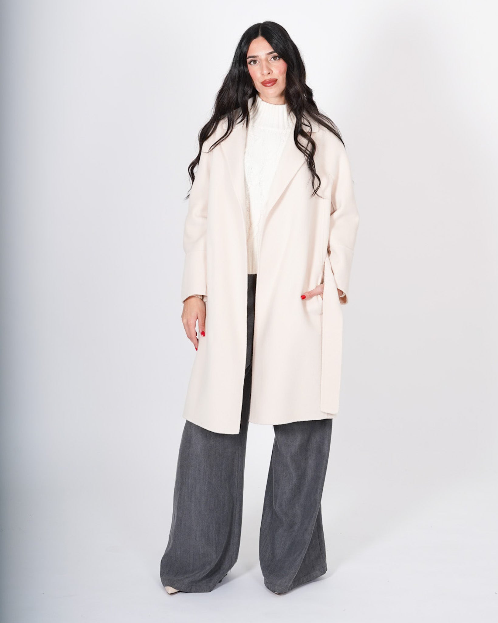 Cappotto con cintura removibile in tessuto double di lana - Coppola Uncategorized - Hope Abbigliamento e Accessori Donna Online