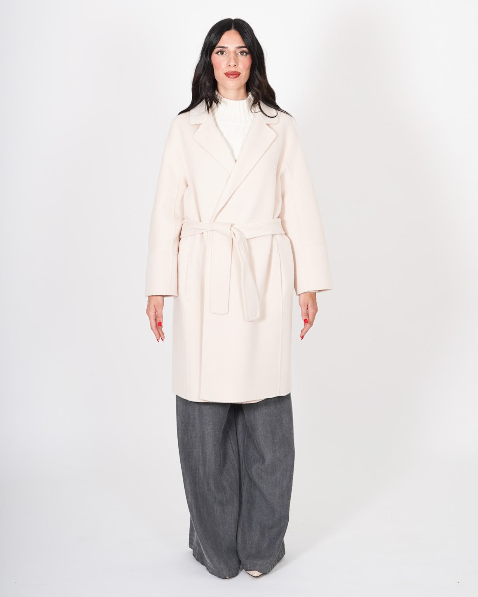 Cappotto con cintura removibile in tessuto double di lana - Coppola Uncategorized - Hope Abbigliamento e Accessori Donna Online