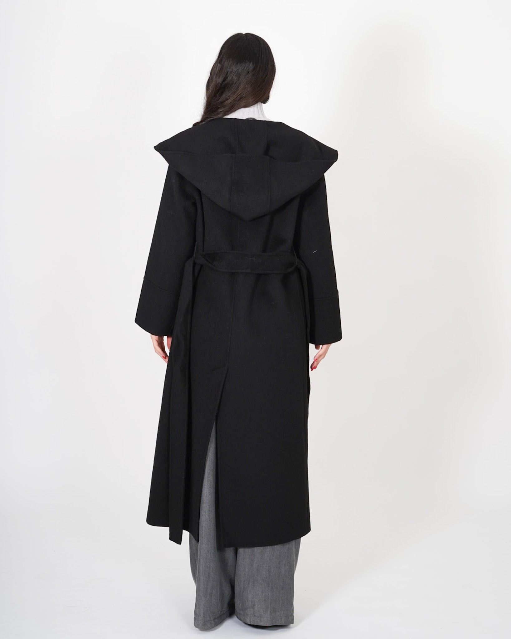 Cappotto lungo con cappuccio e cintura removibile in tessuto double di lana - Bertolucci Uncategorized - Hope Abbigliamento e Accessori Donna Online