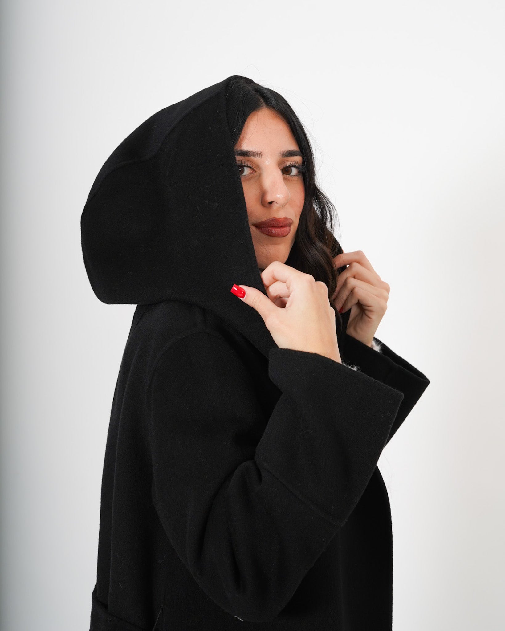 Cappotto lungo con cappuccio e cintura removibile in tessuto double di lana - Bertolucci Uncategorized - Hope Abbigliamento e Accessori Donna Online