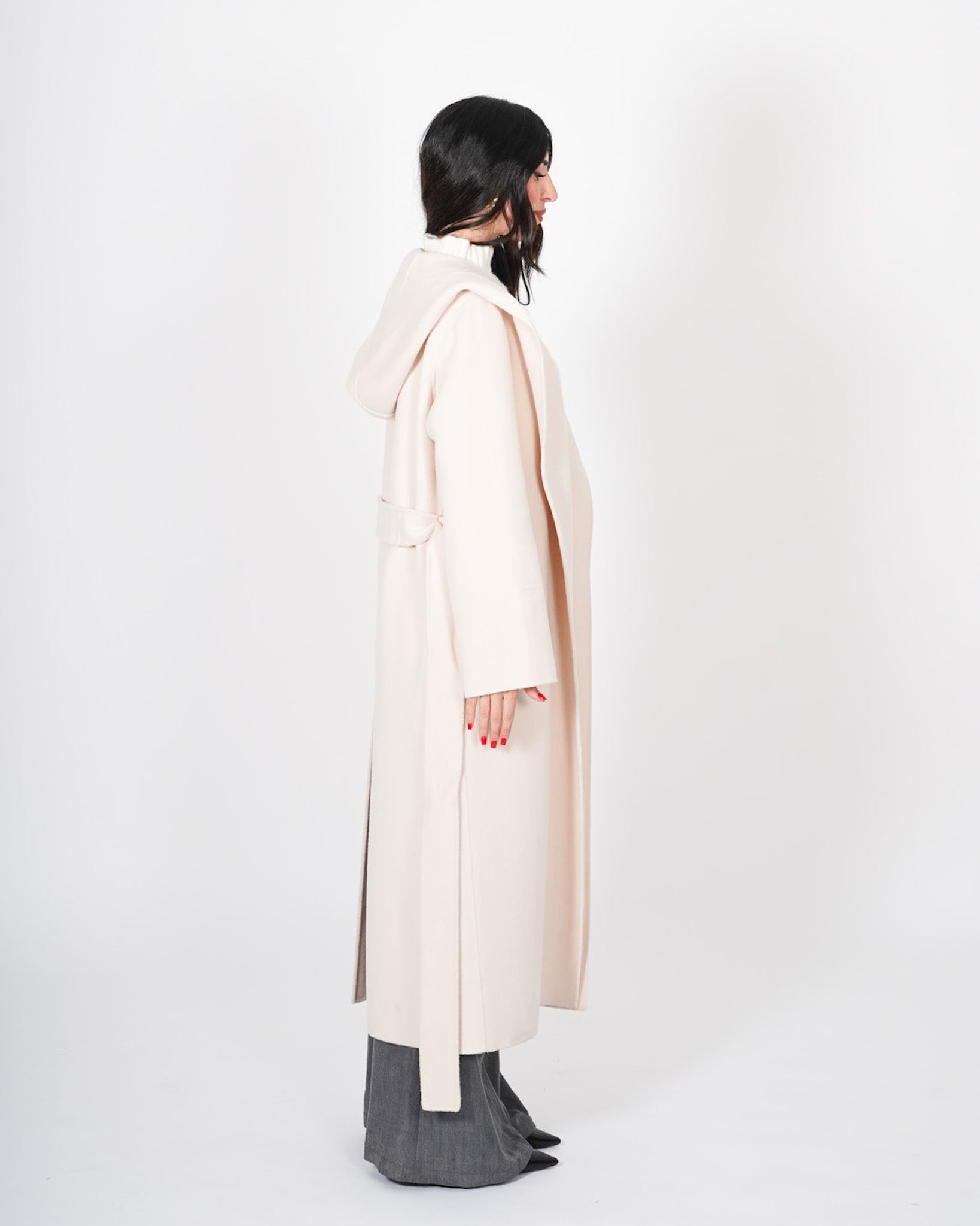 Cappotto lungo con cappuccio e cintura removibile in tessuto double di lana - Bertolucci Uncategorized - Hope Abbigliamento e Accessori Donna Online