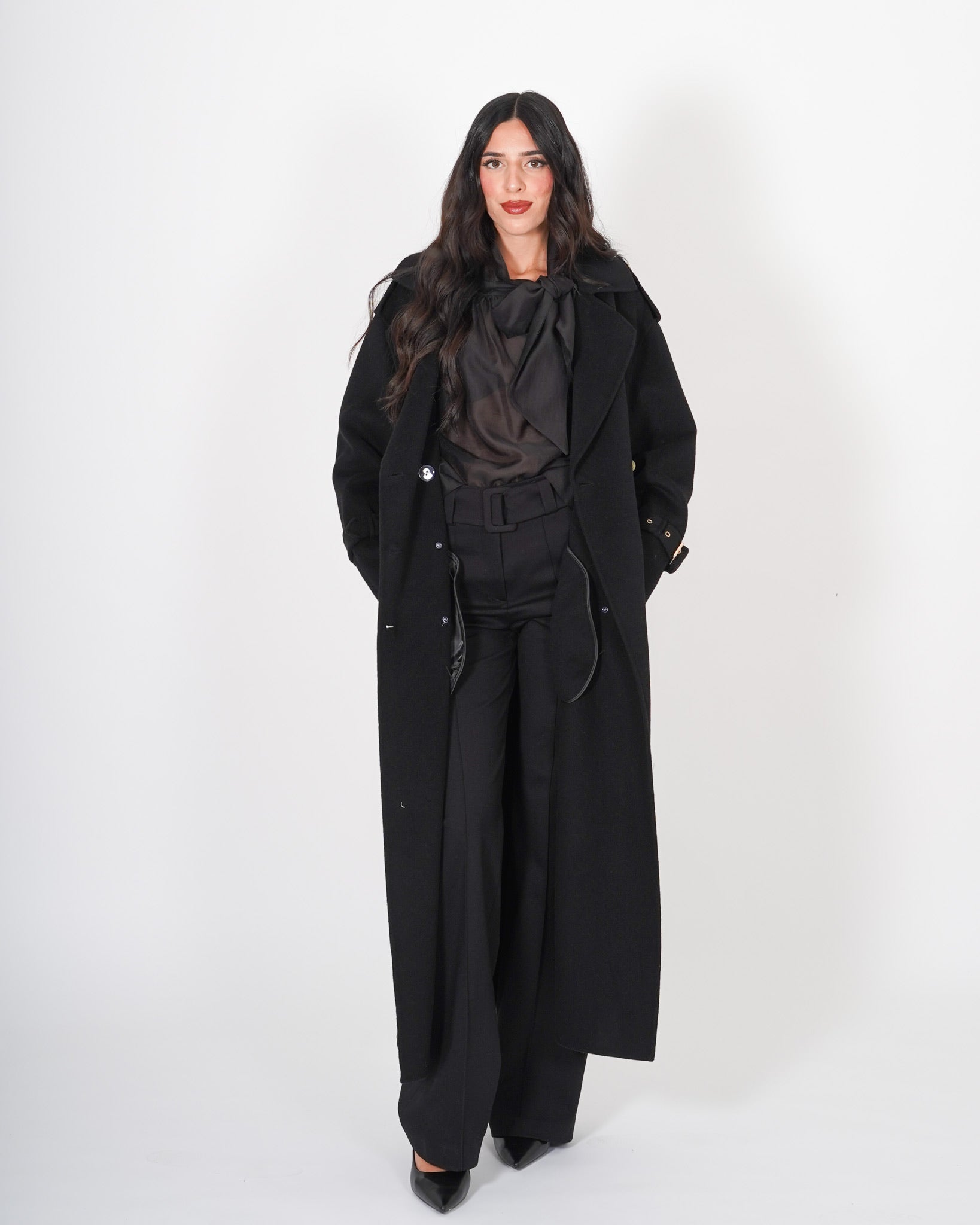 Trench Lungo con cinturino sui polsini in tessuto double di lana - Sakamoto Uncategorized - Hope Abbigliamento e Accessori Donna Online