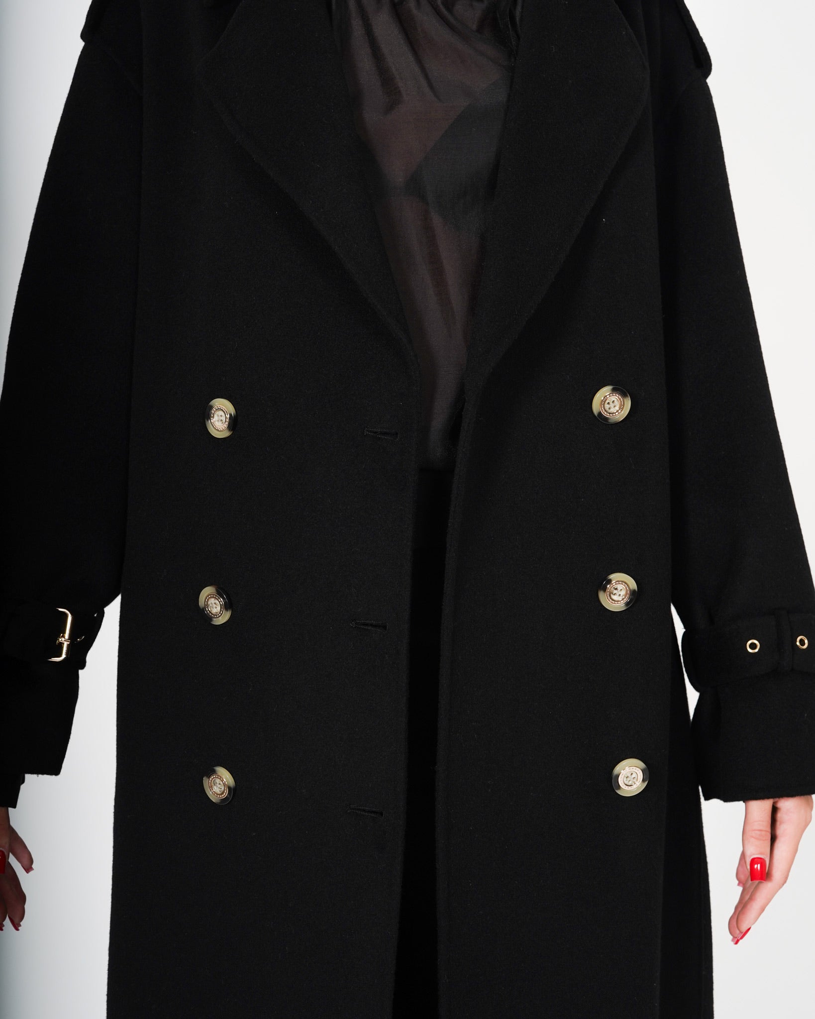 Trench Lungo con cinturino sui polsini in tessuto double di lana - Sakamoto Uncategorized - Hope Abbigliamento e Accessori Donna Online