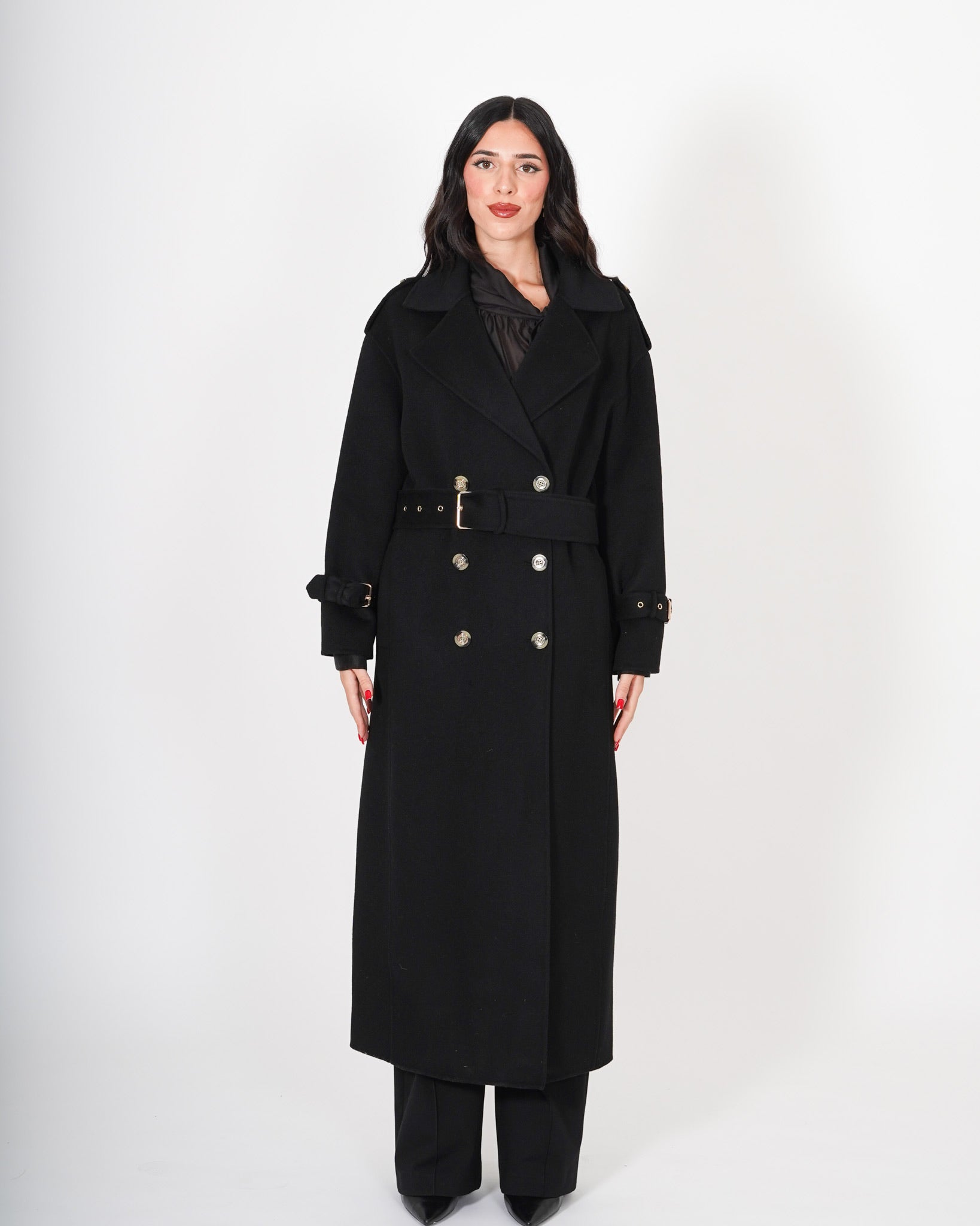 Trench Lungo con cinturino sui polsini in tessuto double di lana - Sakamoto Uncategorized - Hope Abbigliamento e Accessori Donna Online