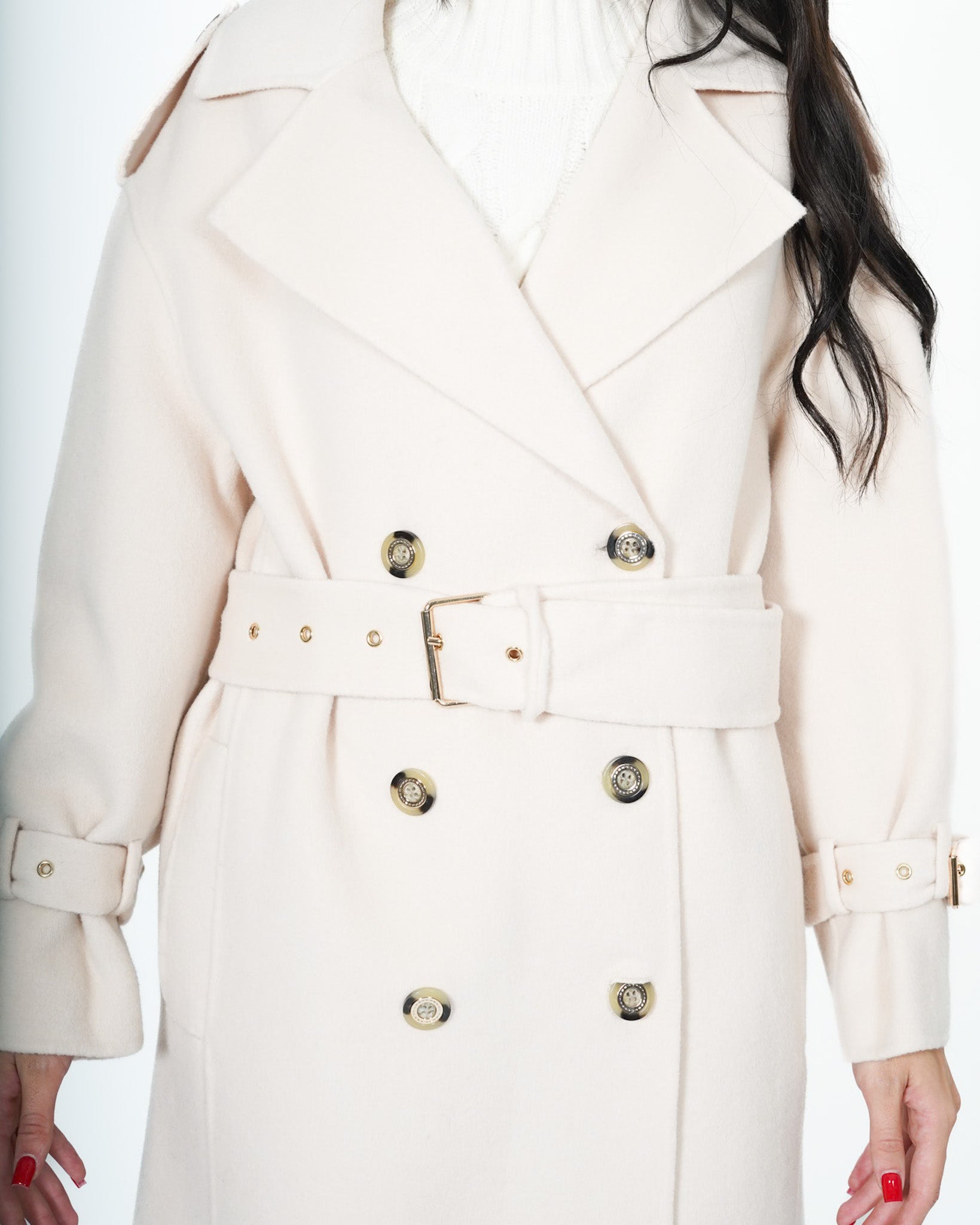 Trench Lungo con cinturino sui polsini in tessuto double di lana - Sakamoto Uncategorized - Hope Abbigliamento e Accessori Donna Online