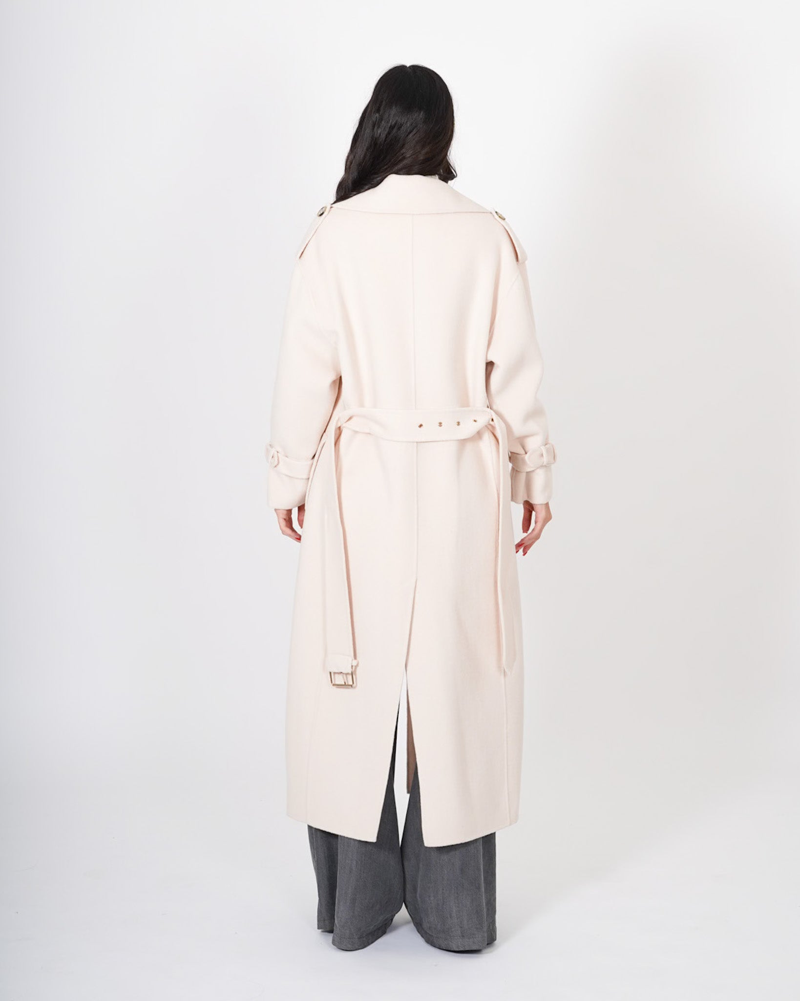 Trench Lungo con cinturino sui polsini in tessuto double di lana - Sakamoto Uncategorized - Hope Abbigliamento e Accessori Donna Online