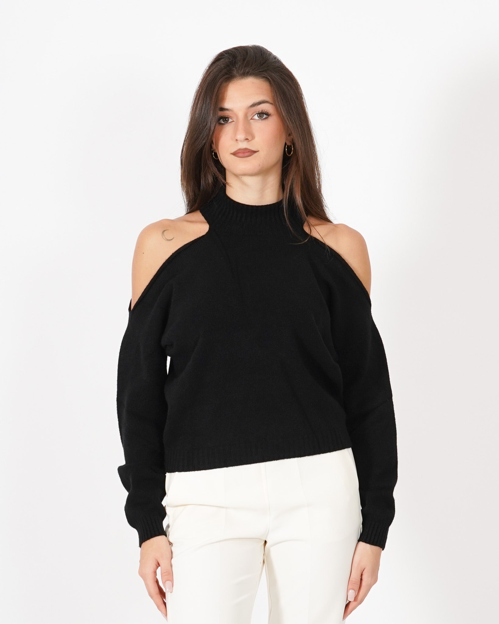 Maglia girocollo con tagli profondi sulle spalle - Alabastro Uncategorized - Hope Abbigliamento e Accessori Donna Online