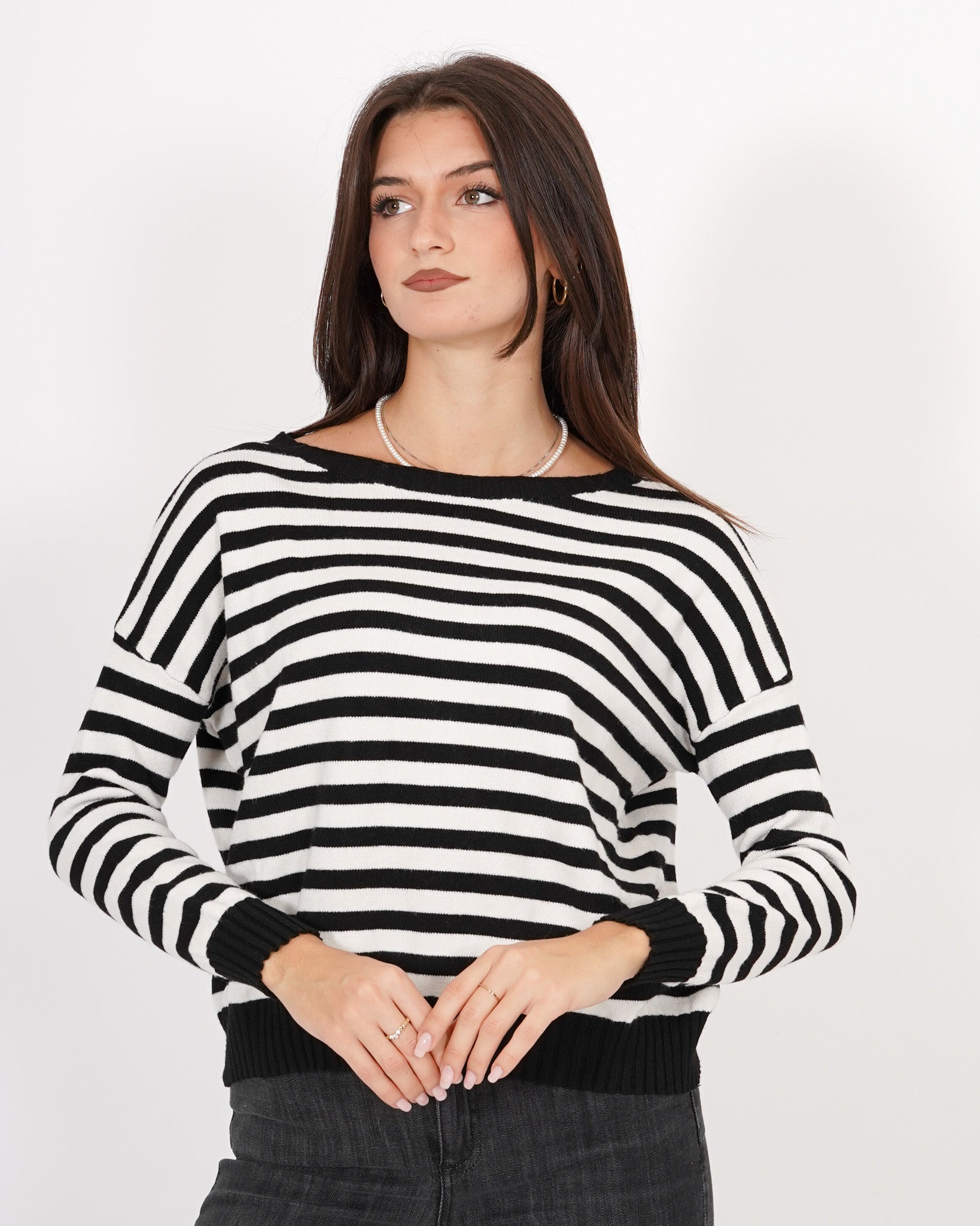 Maglia a righe con collo ampio - Tarallo Uncategorized - Hope Abbigliamento e Accessori Donna Online