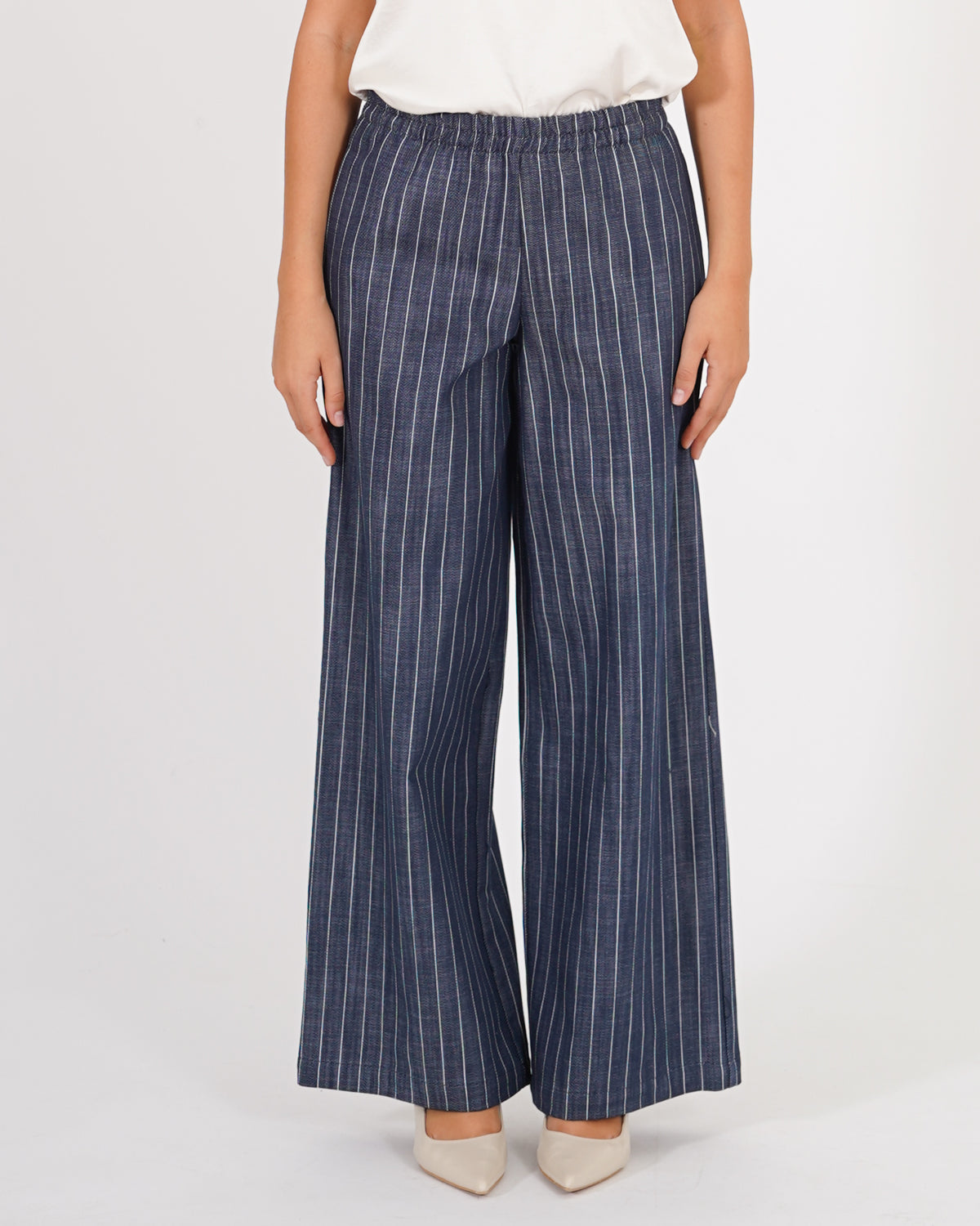 Pantaloni in gamba larga in denim gessati - Niscemi Uncategorized - Hope Abbigliamento e Accessori Donna Online