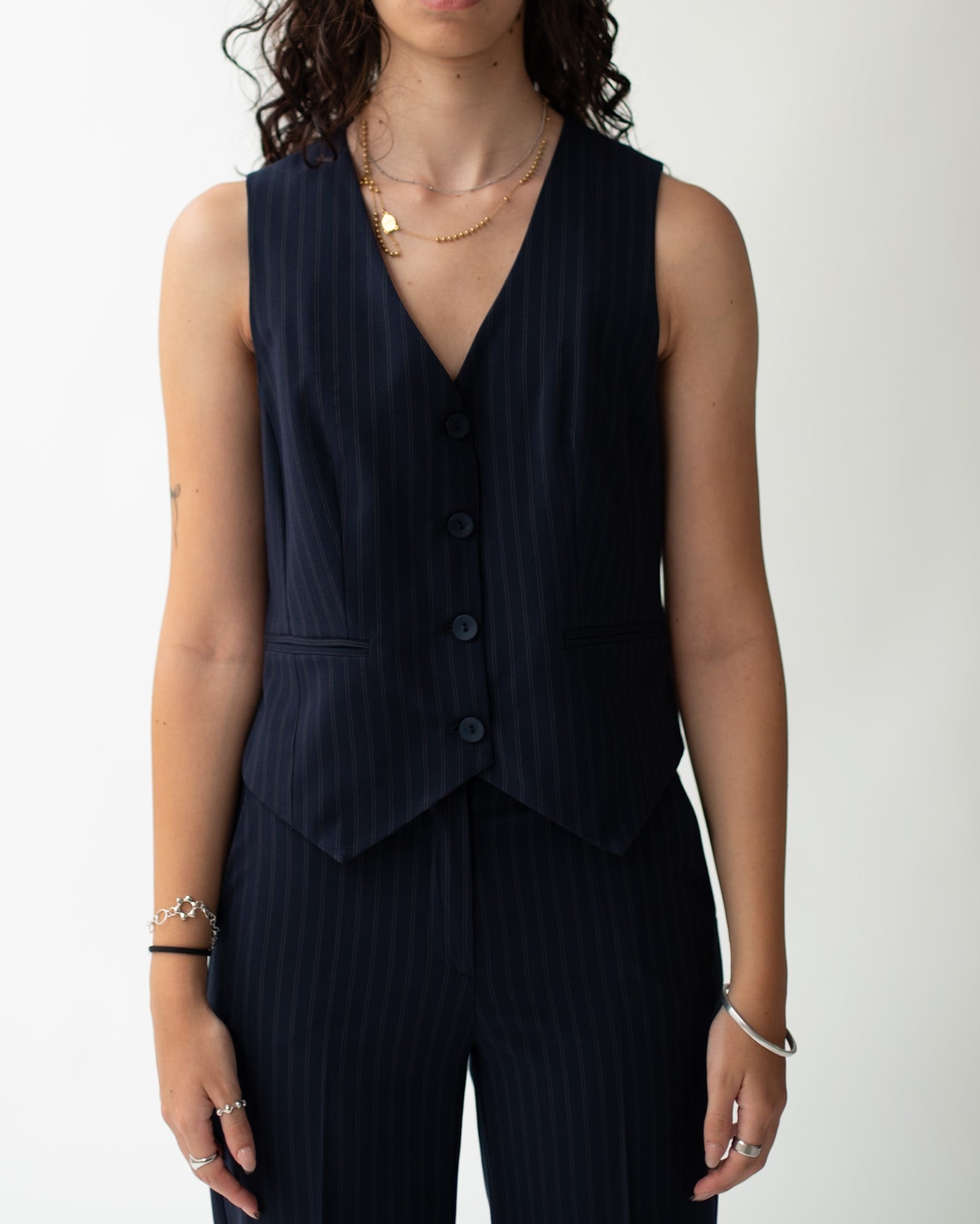 Gilet monopetto in fresco lana gessato - Alemao Uncategorized - Hope Abbigliamento e Accessori Donna Online