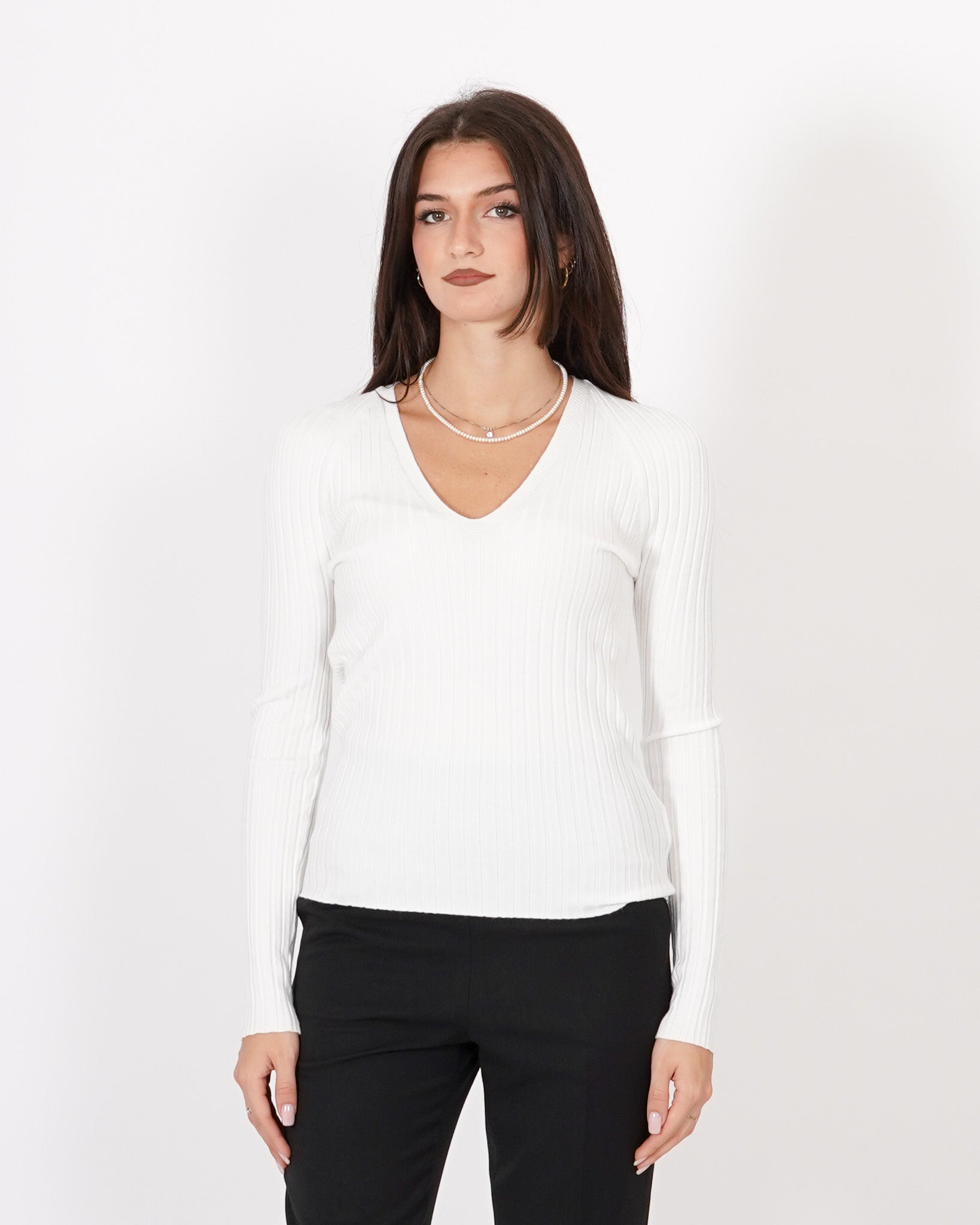 Maglia a costine con scollo a V - Verdesca Uncategorized - Hope Abbigliamento e Accessori Donna Online