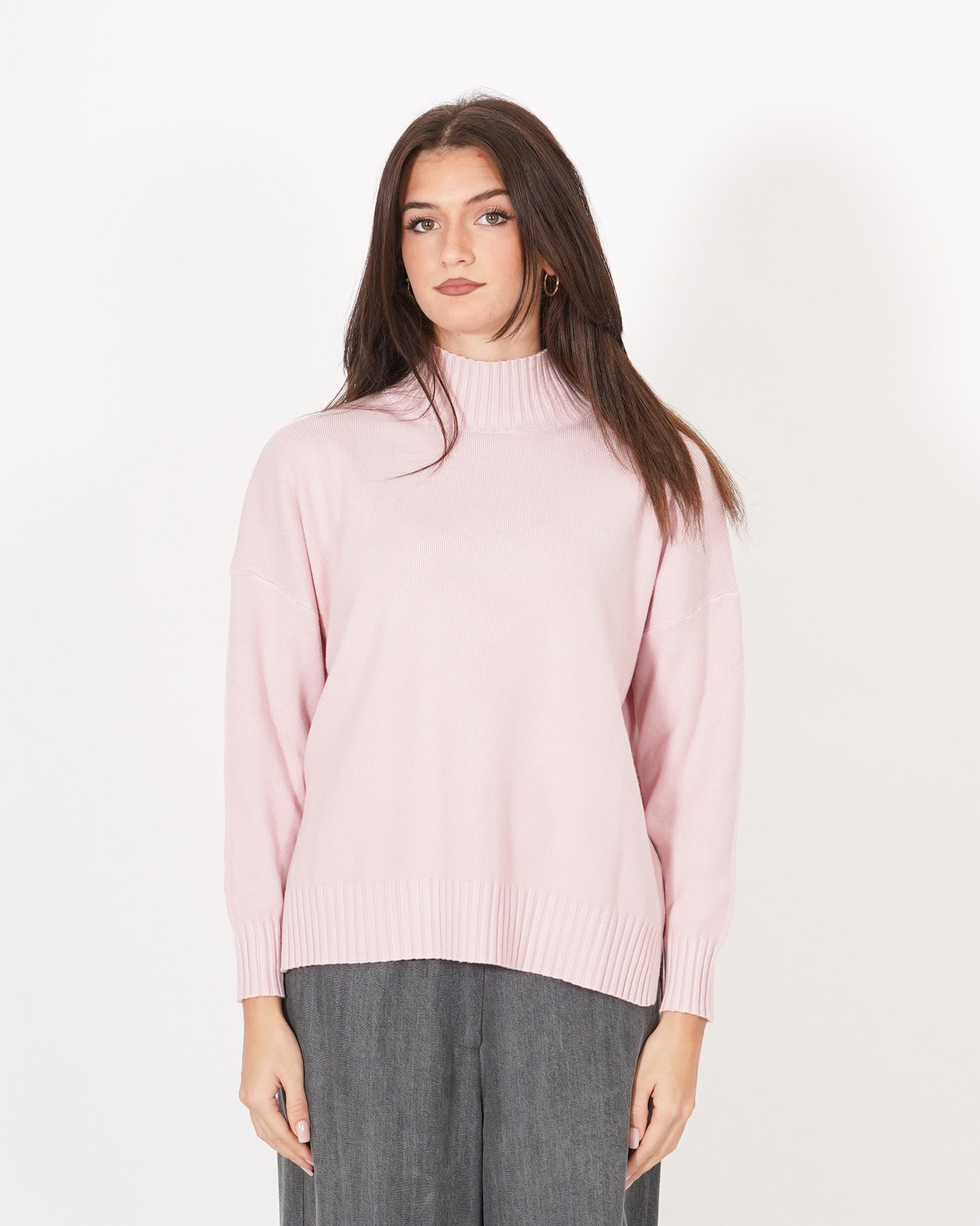 Maglia collo alto con spacchetti sul fondo - Gesso Uncategorized - Hope Abbigliamento e Accessori Donna Online