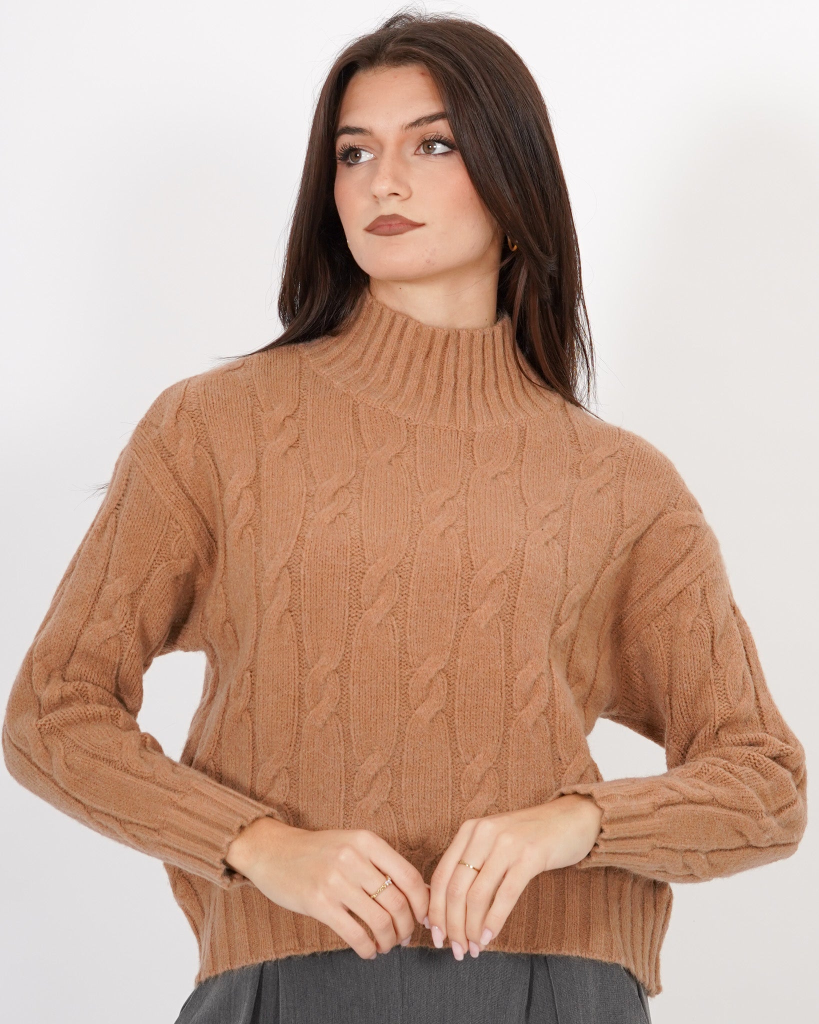 Maglia collo alto a costa con trama effetto nodo - Samba Uncategorized - Hope Abbigliamento e Accessori Donna Online