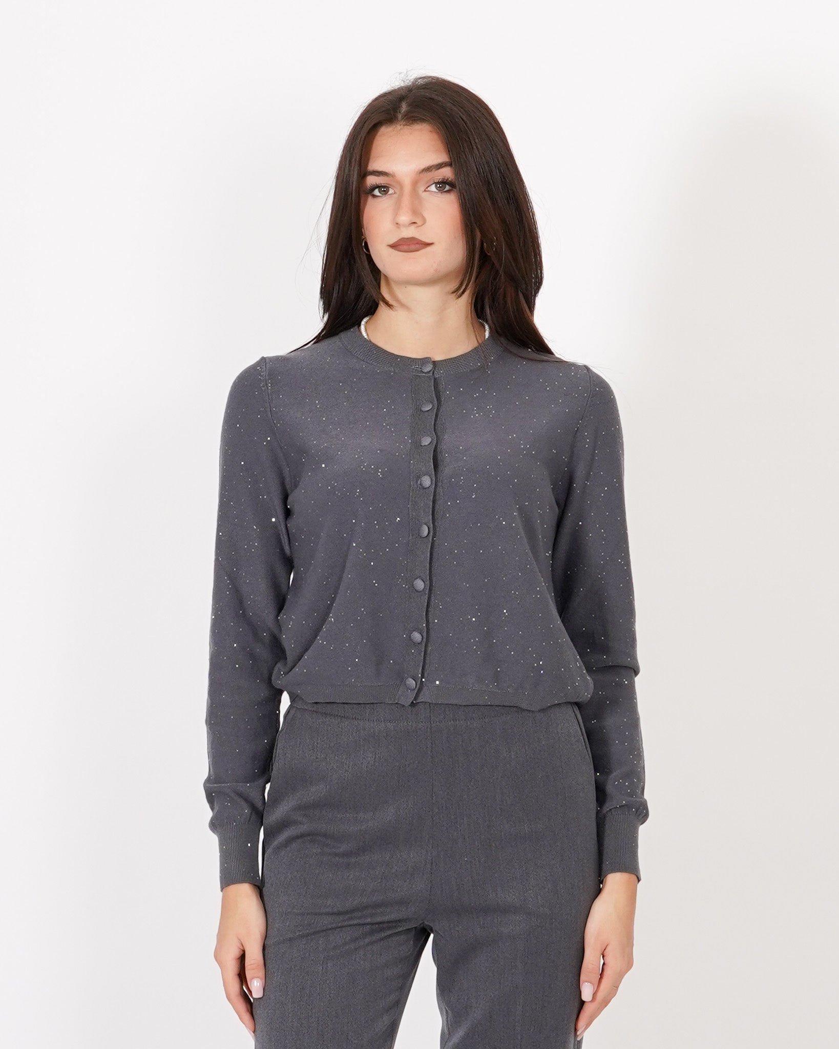 Cardigan in maglia con micro paillettes e bottoni rivestiti - Elias Uncategorized - Hope Abbigliamento e Accessori Donna Online