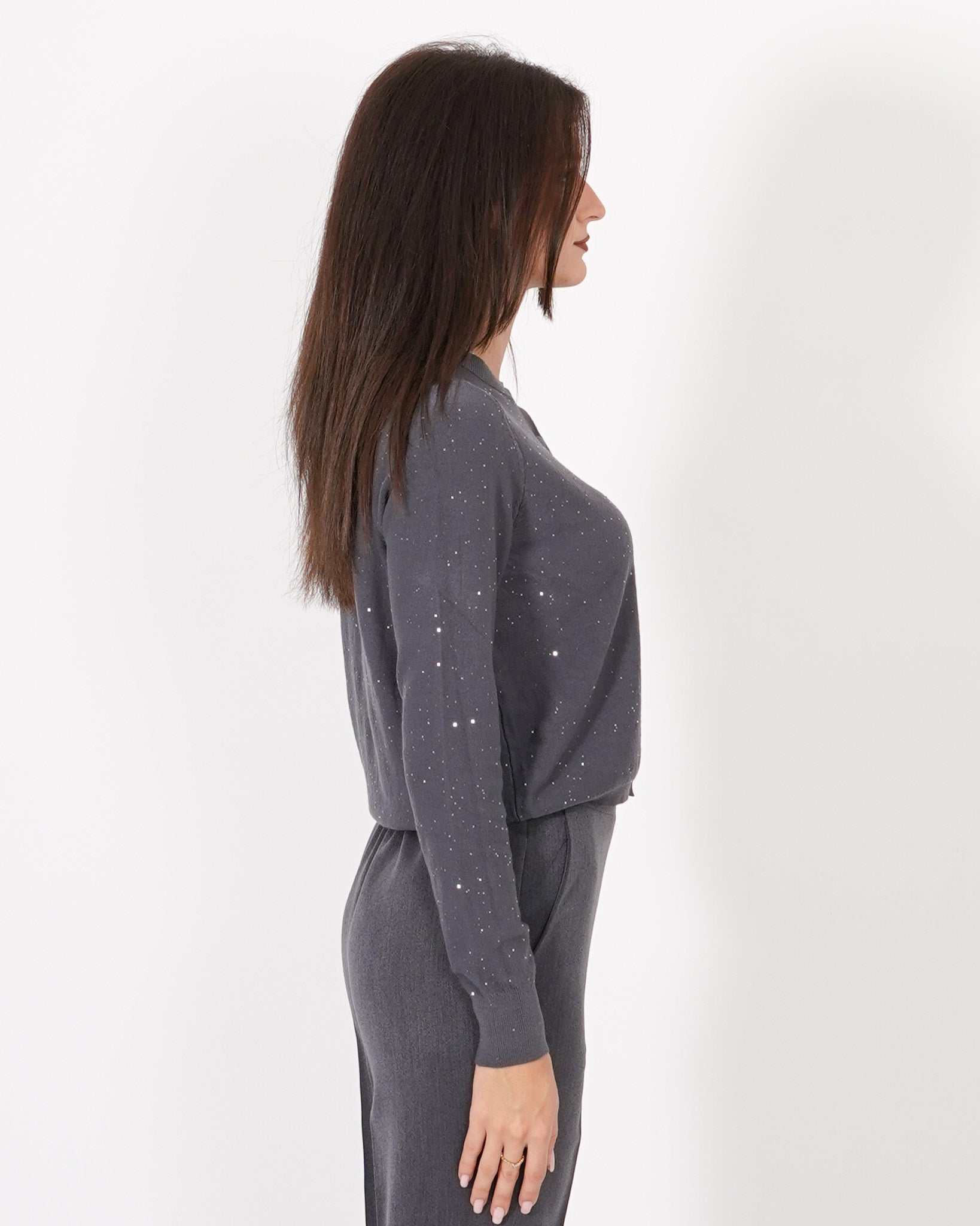 Cardigan in maglia con micro paillettes e bottoni rivestiti - Elias Uncategorized - Hope Abbigliamento e Accessori Donna Online