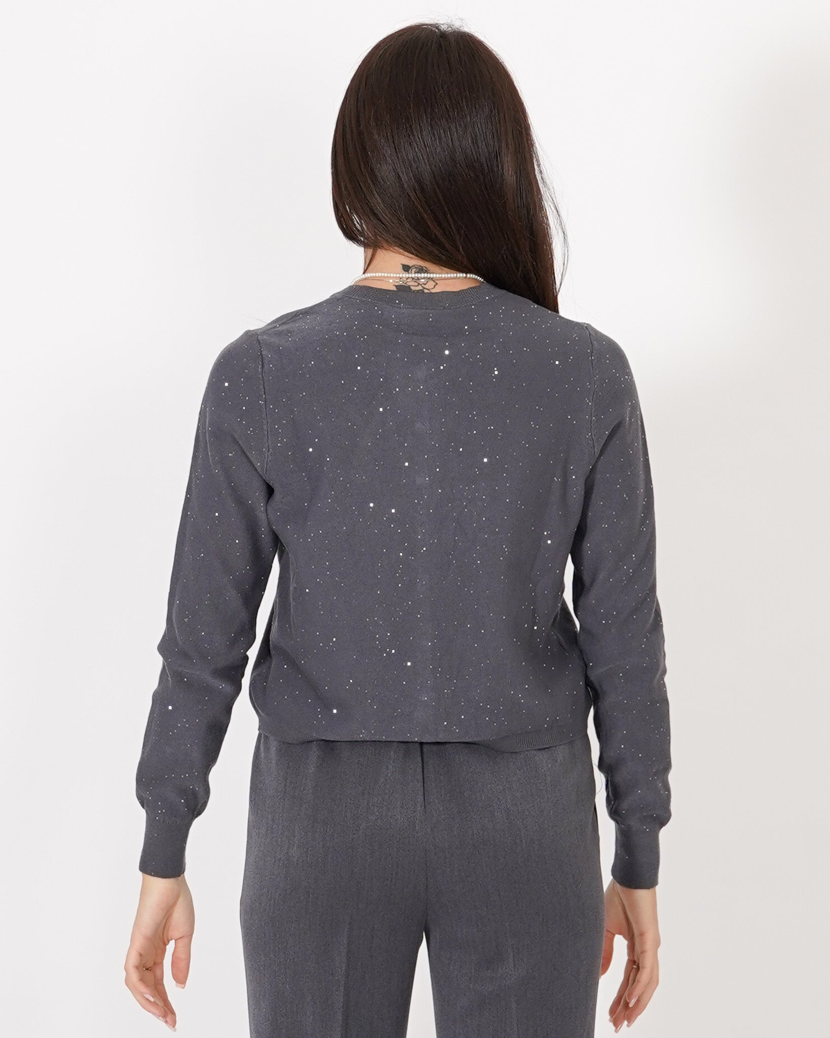 Cardigan in maglia con micro paillettes e bottoni rivestiti - Elias Uncategorized - Hope Abbigliamento e Accessori Donna Online