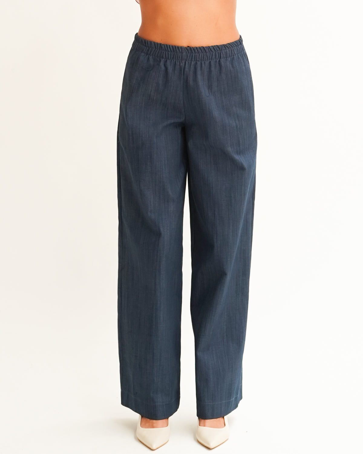 Pantaloni in gamba larga in denim stretch- Niscemi