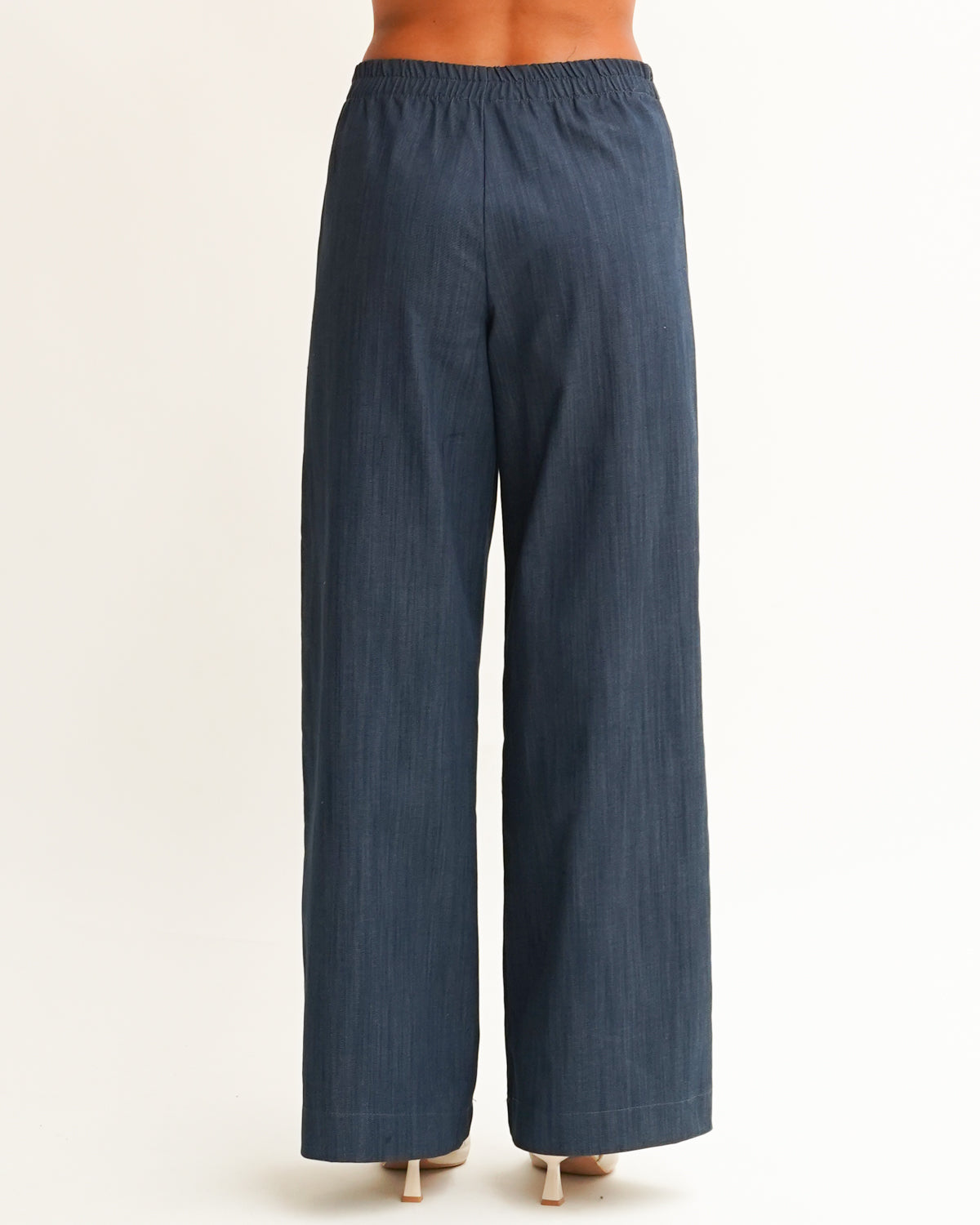 Pantaloni in gamba larga in denim stretch- Niscemi