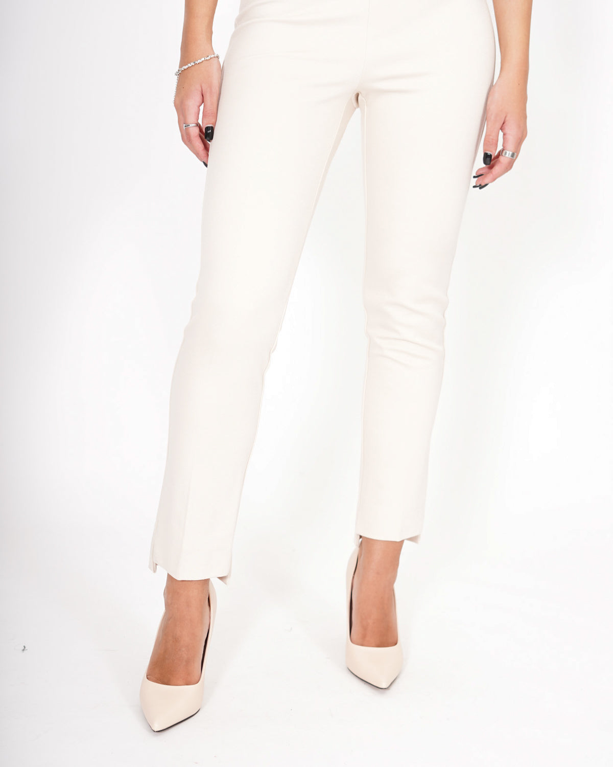 Pantaloni skinny in punto stoffa diagonale - Gancio